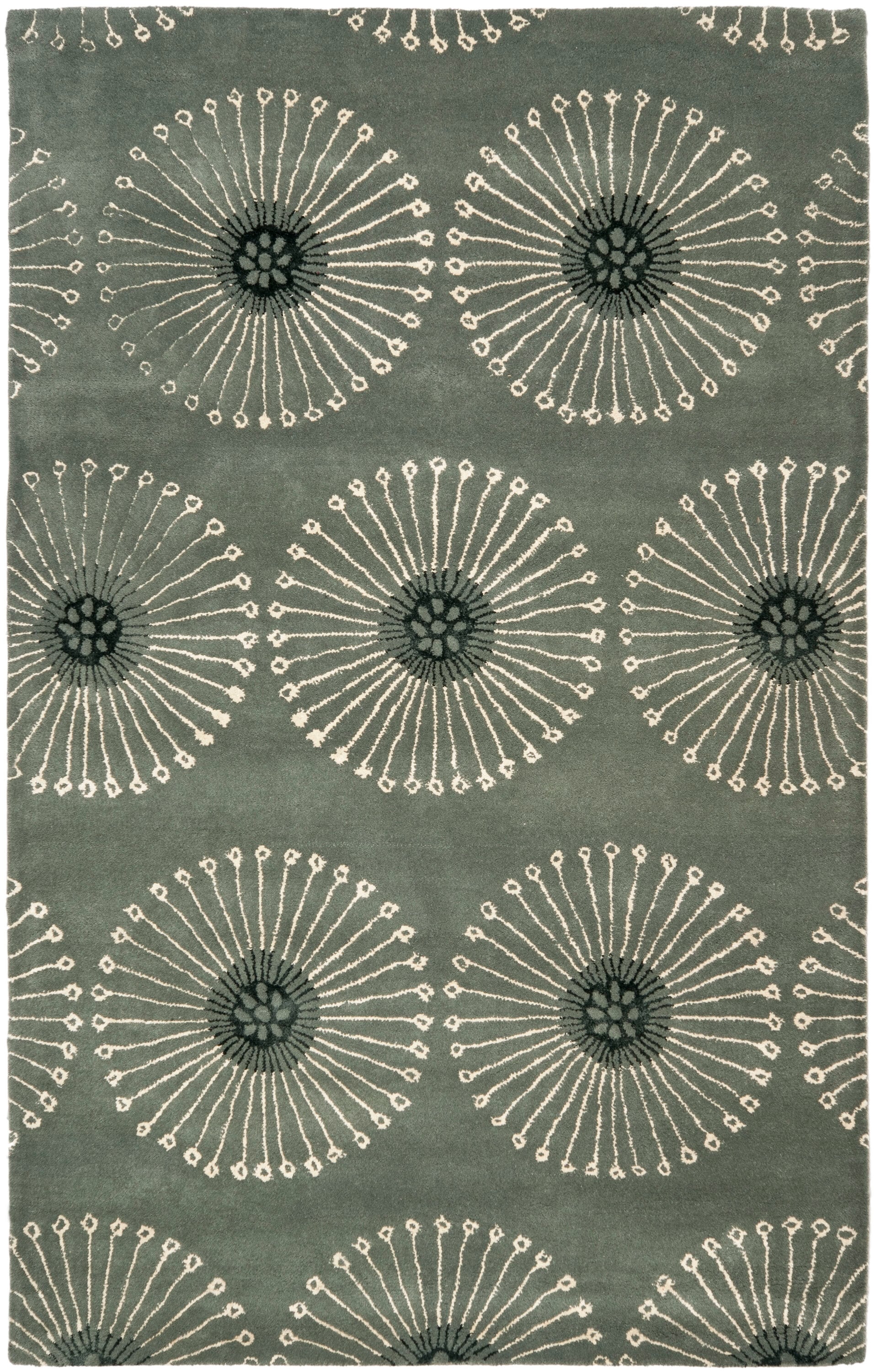 Grey and Ivory Hand-Tufted Wool and Viscose Area Rug