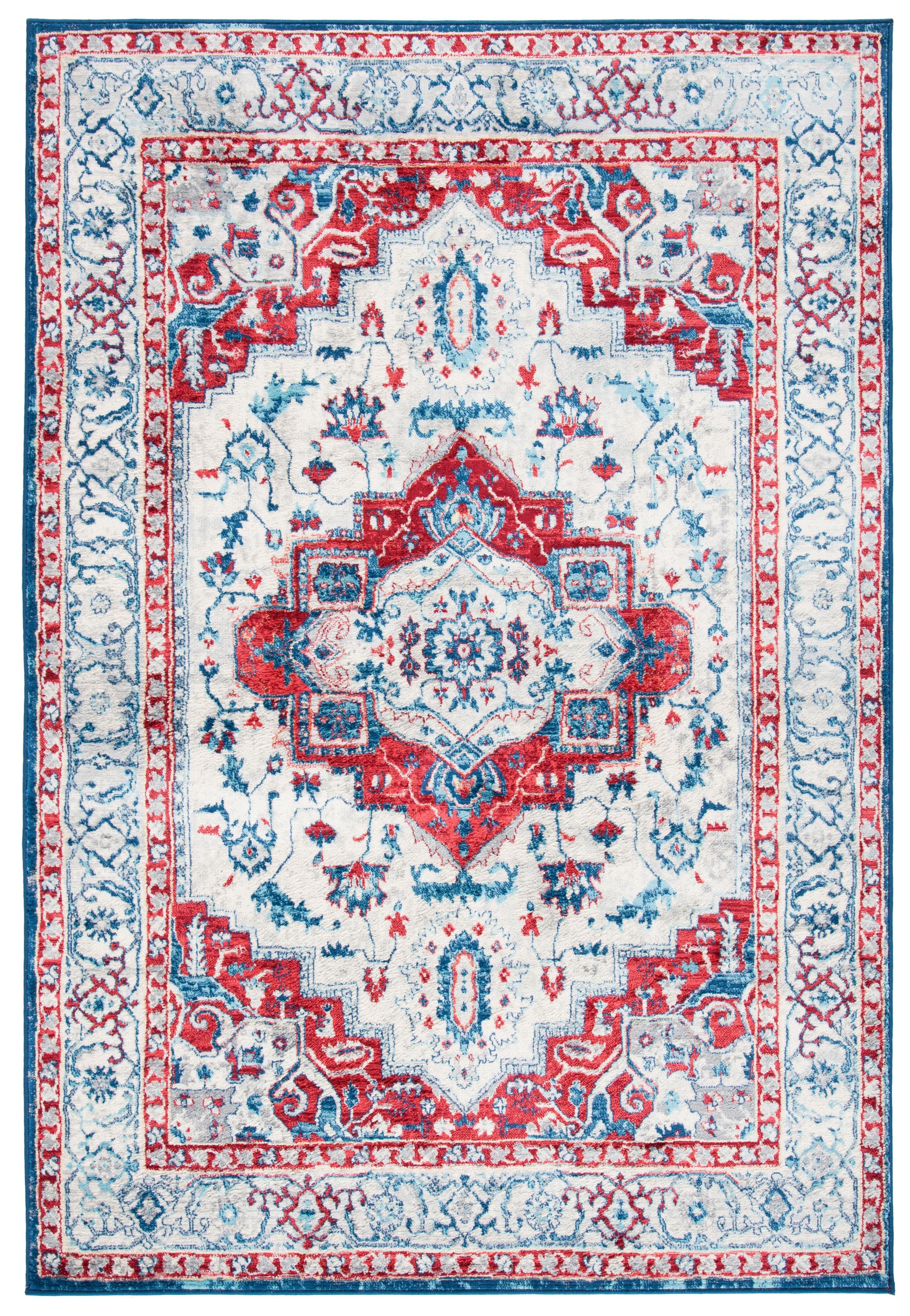 Safavieh BNT851B-9 Brentwood Valeria 9 x 12 (ft) Loomed Polypropylene Beige/Red Rectangular Indoor Floral/Botanical Farmhouse/Cottage Area rug