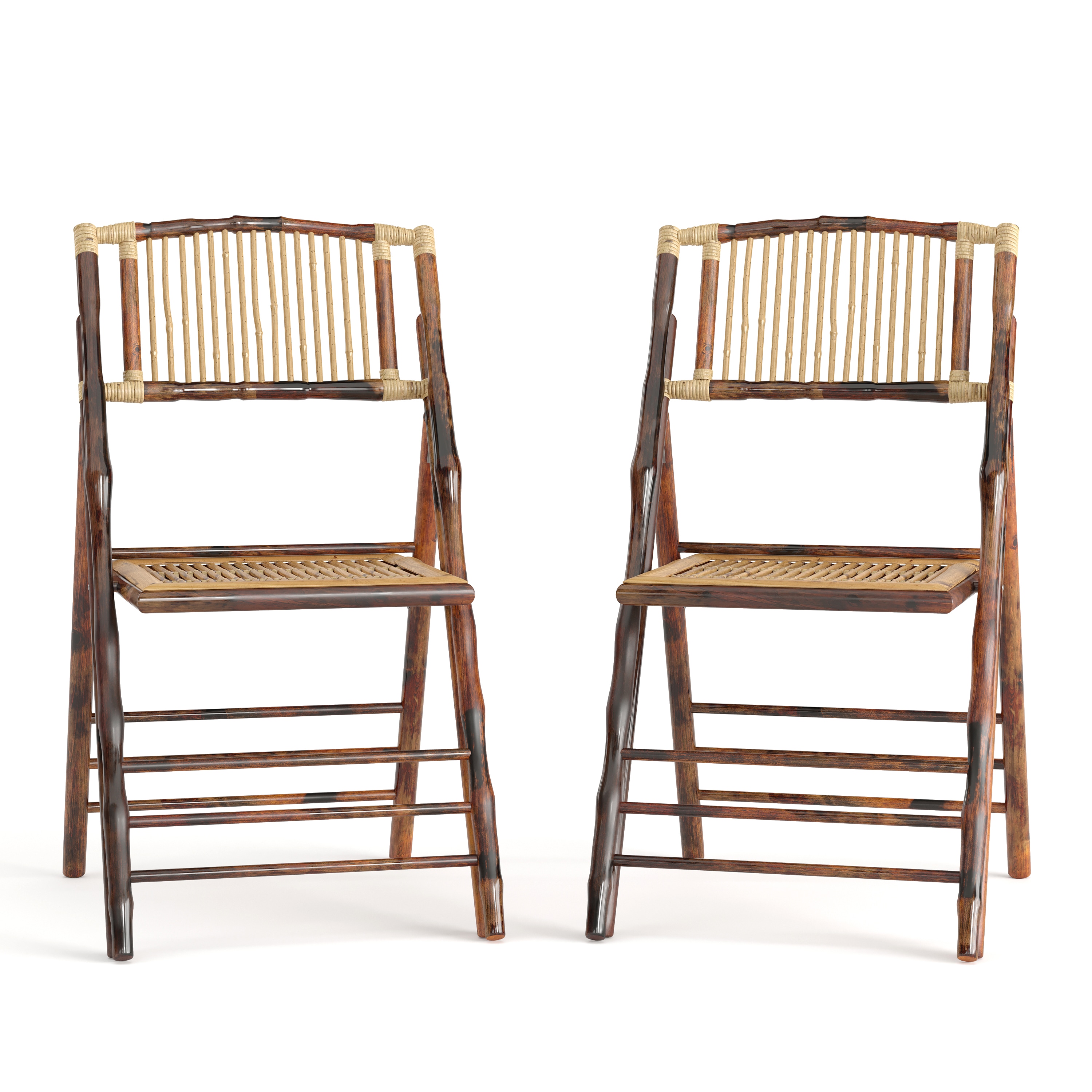 2 Pack Commercial Event Party Rental Bamboo Folding Chair
