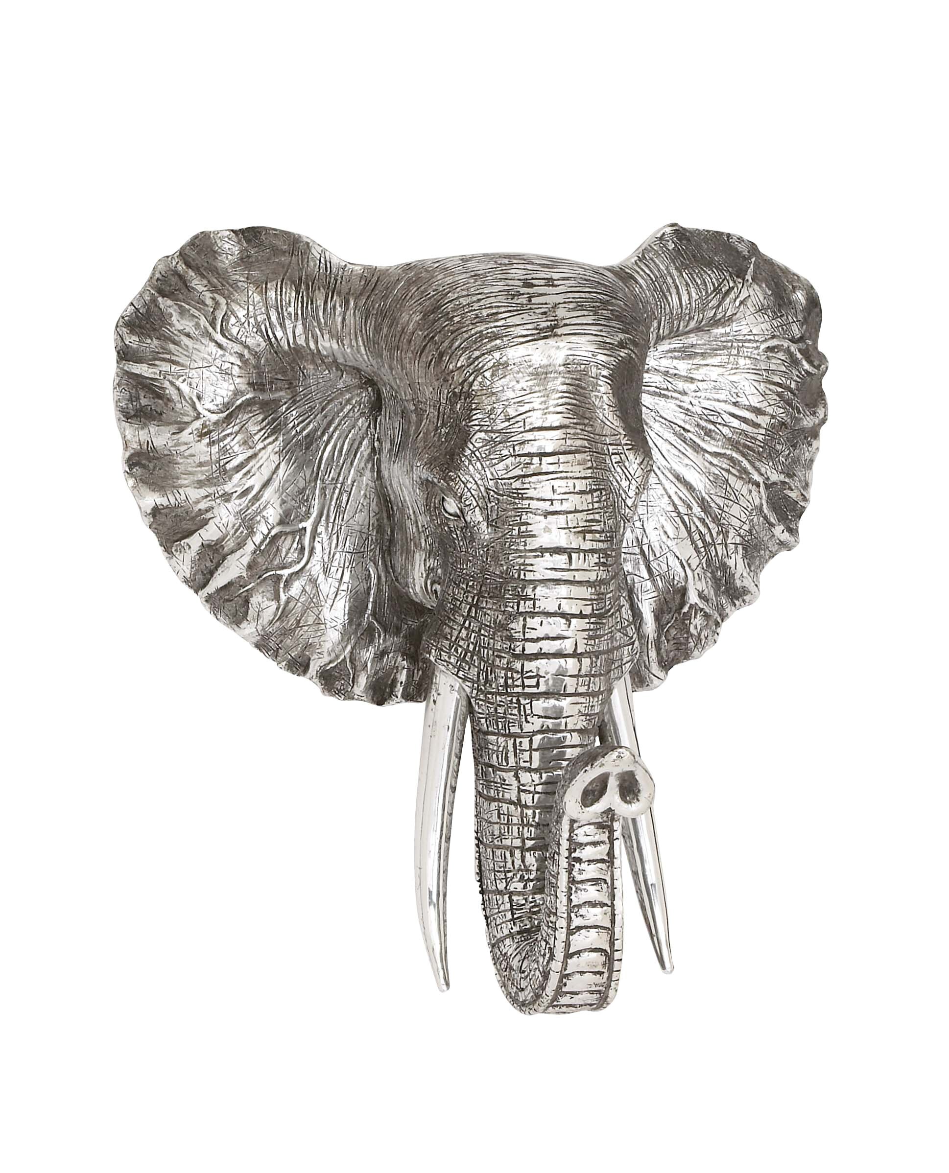 Grayson Lane 44223 16-Inches W x 16-Inches H Resin Elephant Head with Tusks Animals Wall sculpture