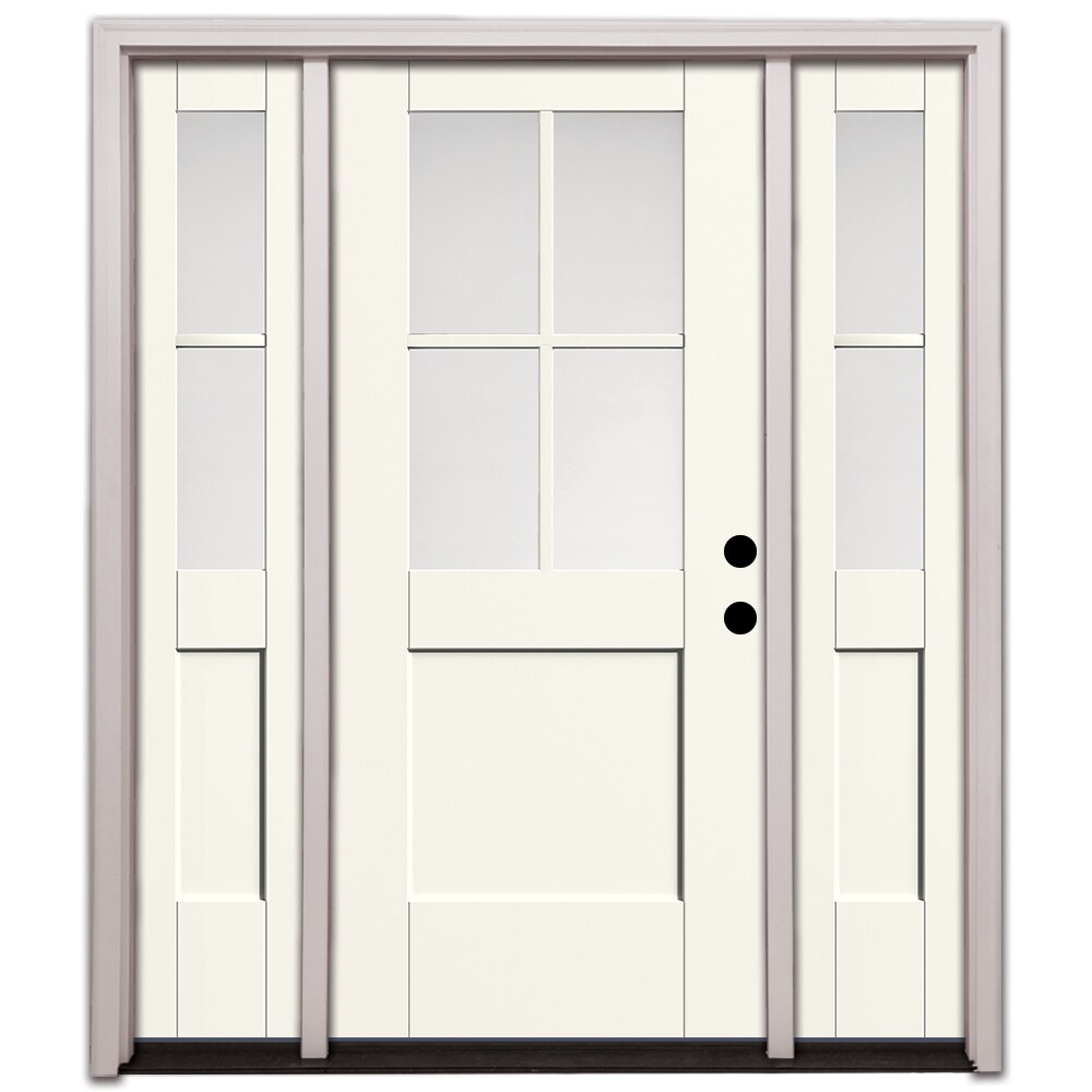 Therma Tru Entry Door 64-in x 80-in x 4-9/16-in Fiberglass Half lite Left-hand inswing Alpine Painted Prehung Front Door with Sidelights with Brickmould Insulating core #S4200XE-LIB4-12-AP