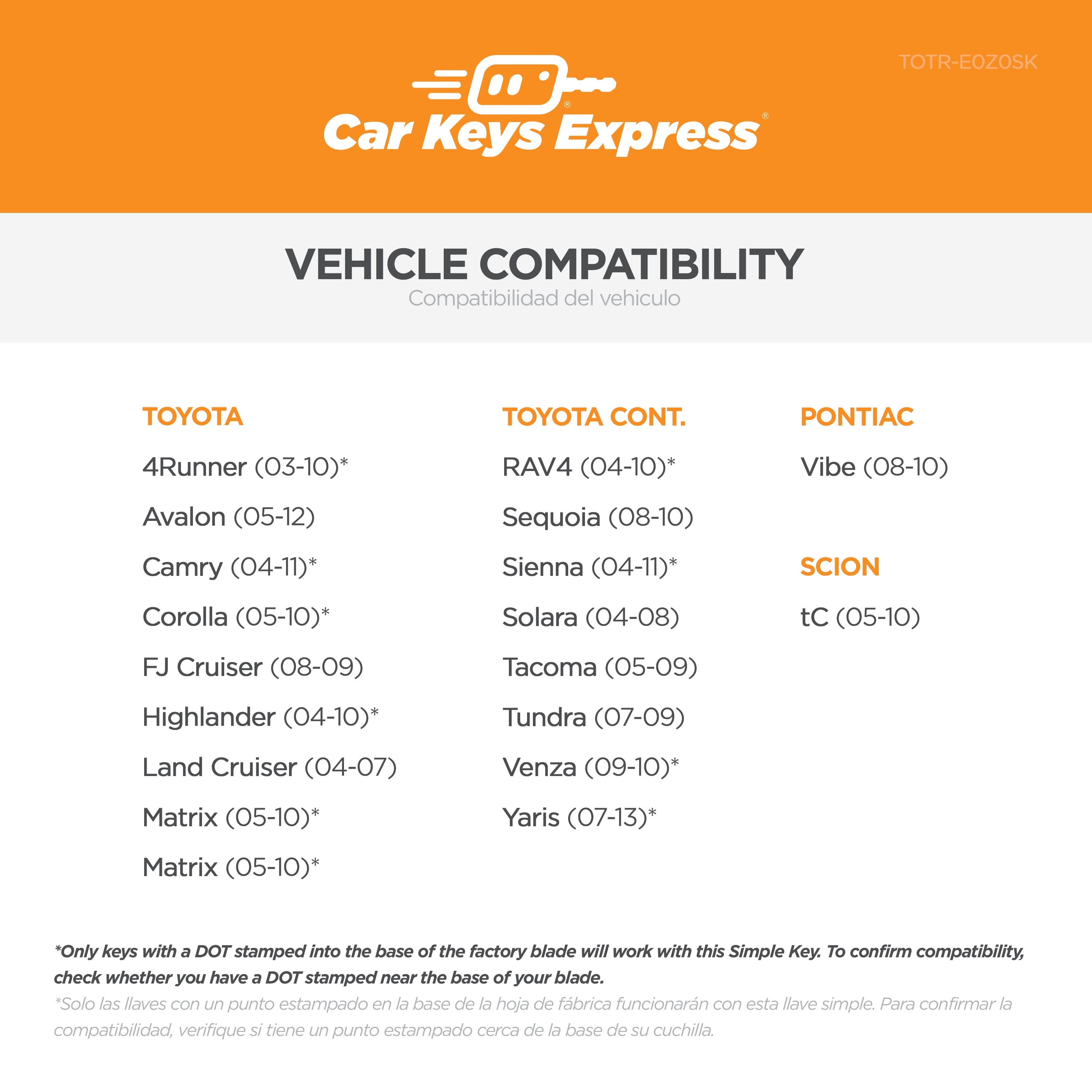 Car Keys Express TOTR-E0Z0SK c060438 - View #2