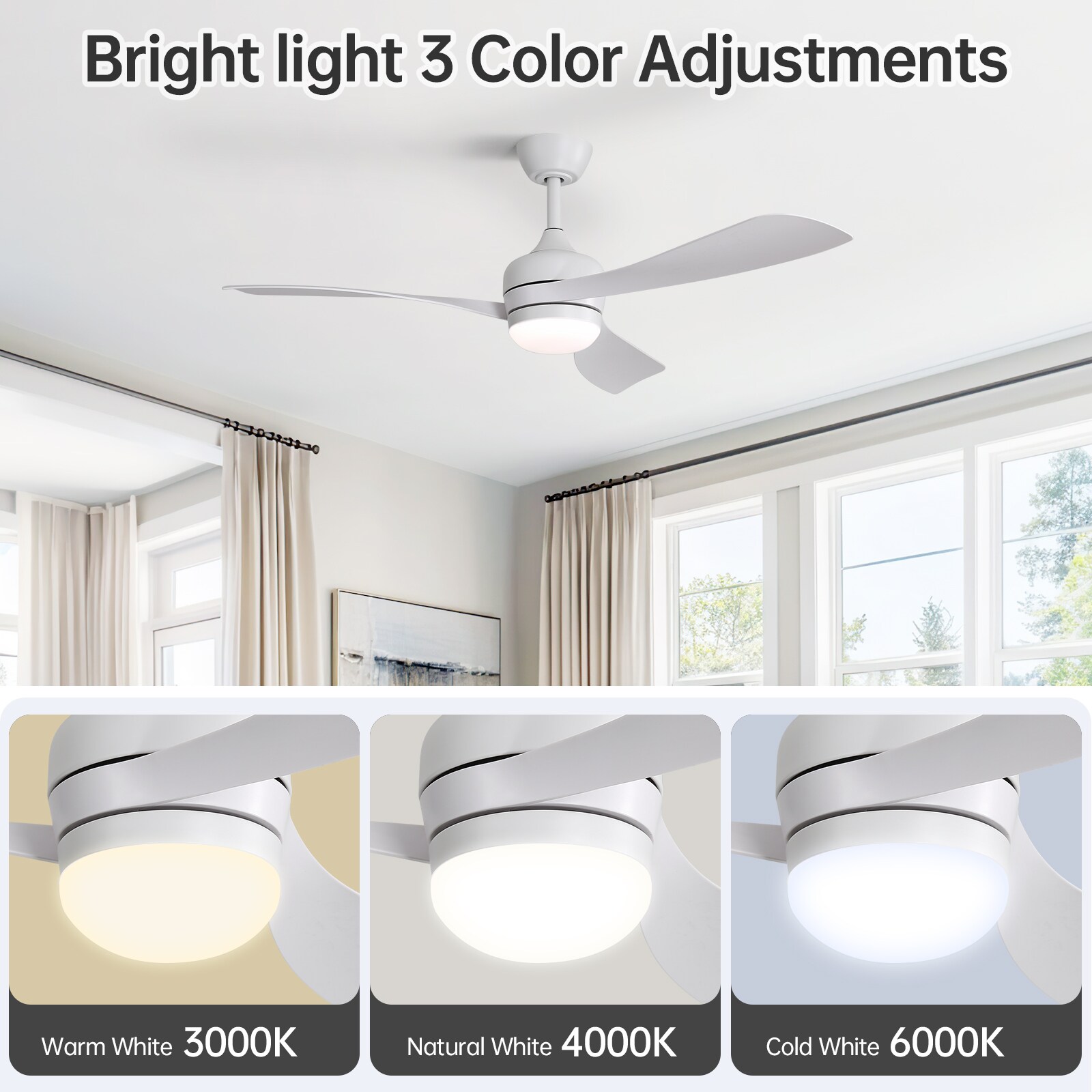 YOTOO 52WH-3060WH-1L Ceiling-Fans - View #4