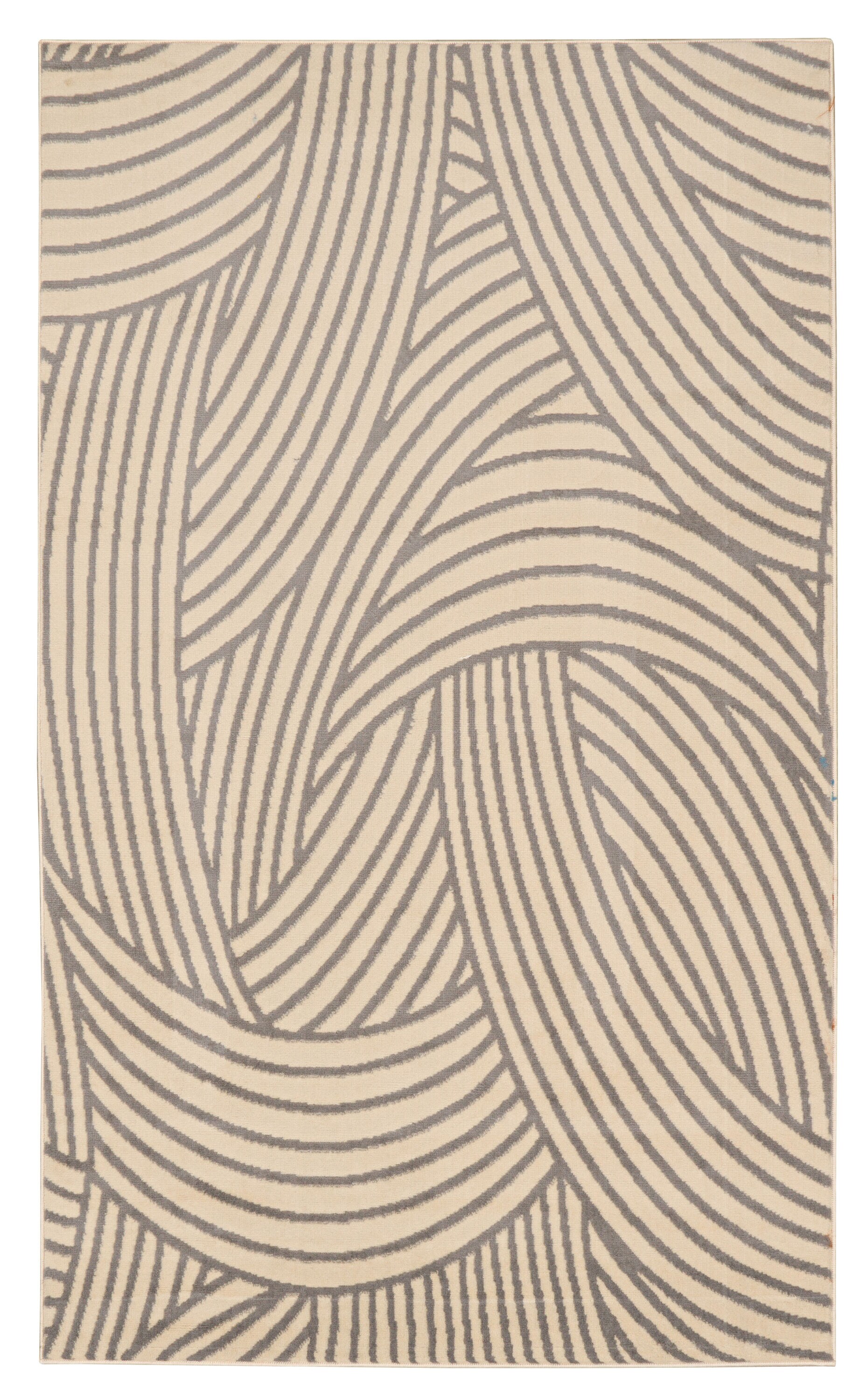 Linon RUGBC21071 7 x 10 (ft) Bone/Light Gray Rectangular Indoor Abstract Mid-Century Modern Area rug