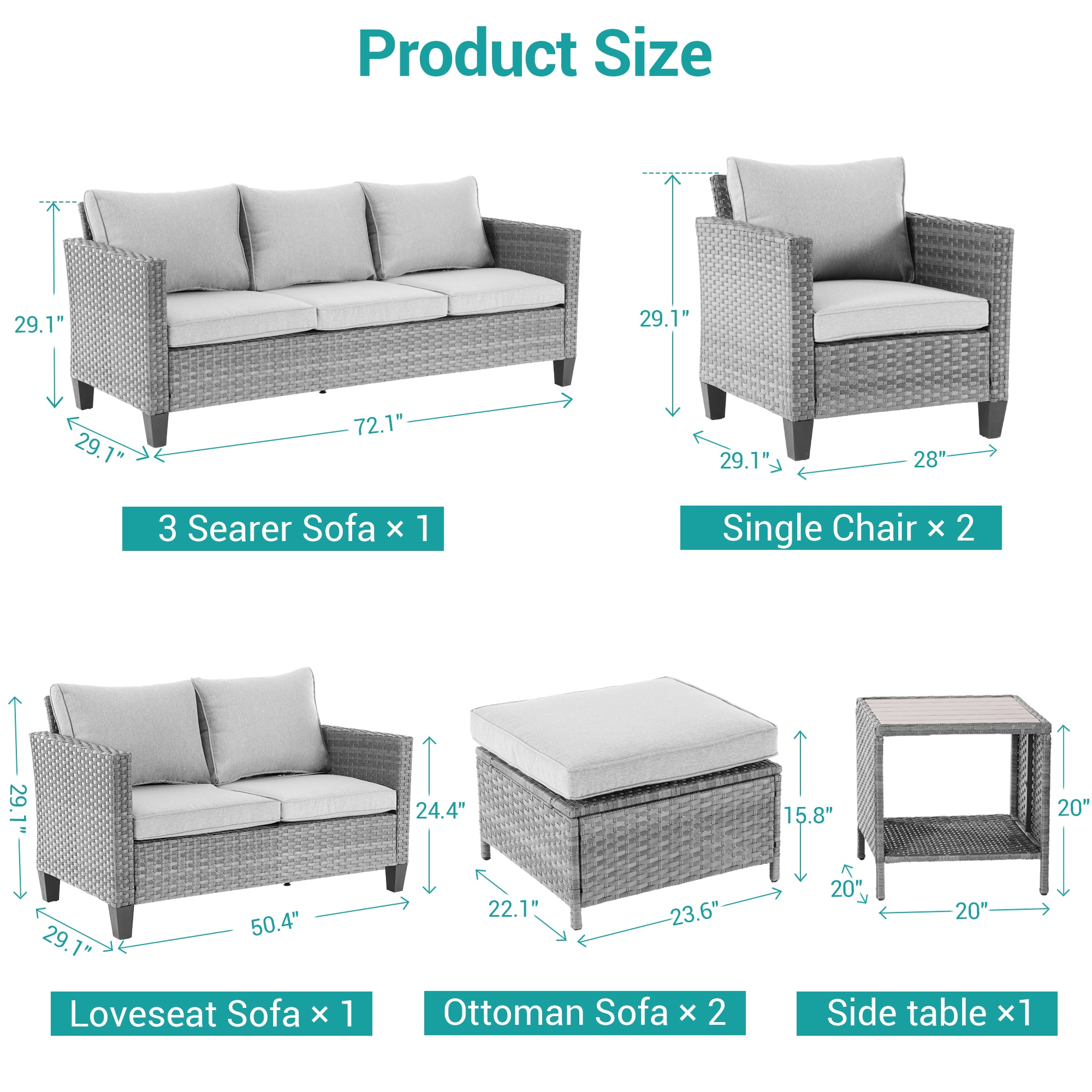 Sonkuki SD-PS-115HLY-S3T3 Patio-Conversation-Sets - View #2