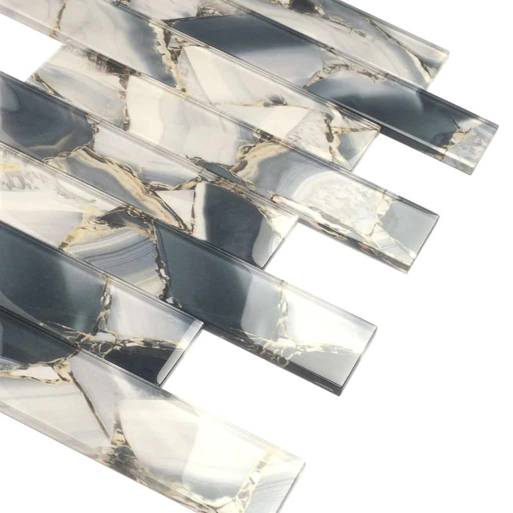 Carnelian 3" x 12" Glossy Gray Glass Subway Tile
