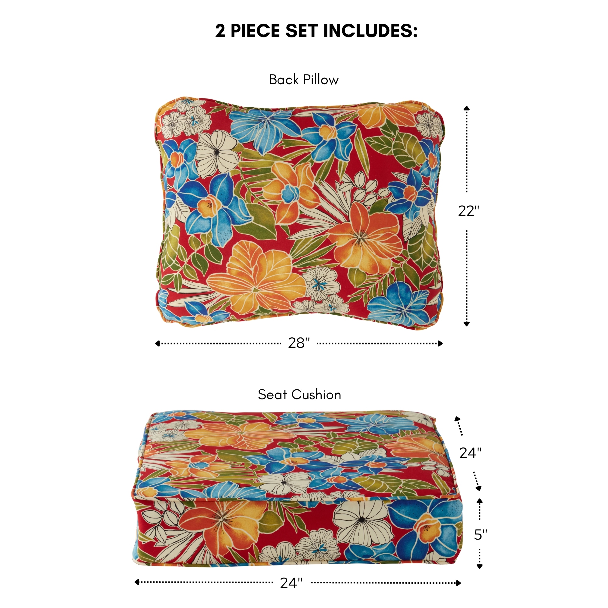 Greendale Home Fashions OC7820-ALOHA-RED Patio-Furniture-Cushions - View #3