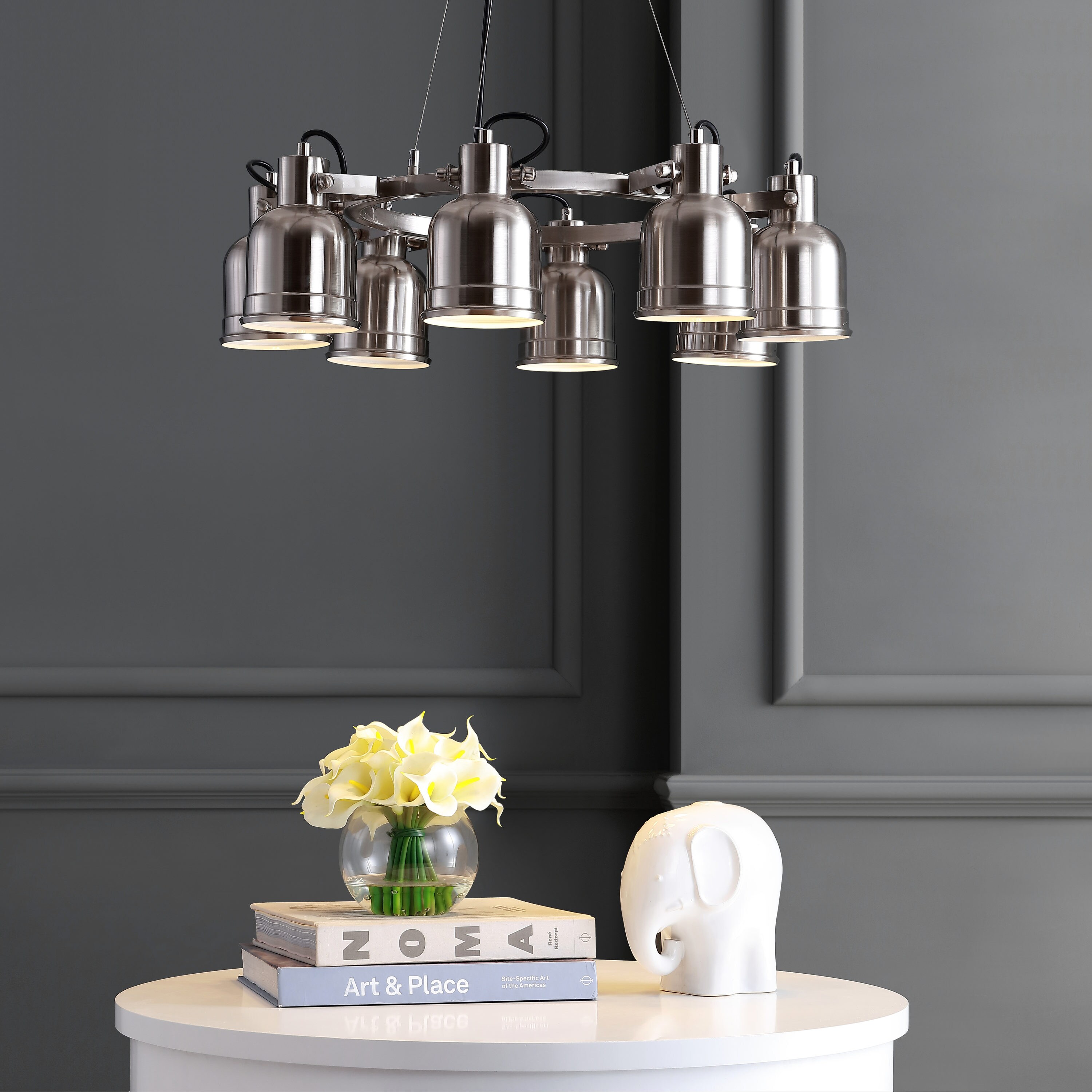 Liam 26.5" Polished Chrome Nickel Drum LED Chandelier