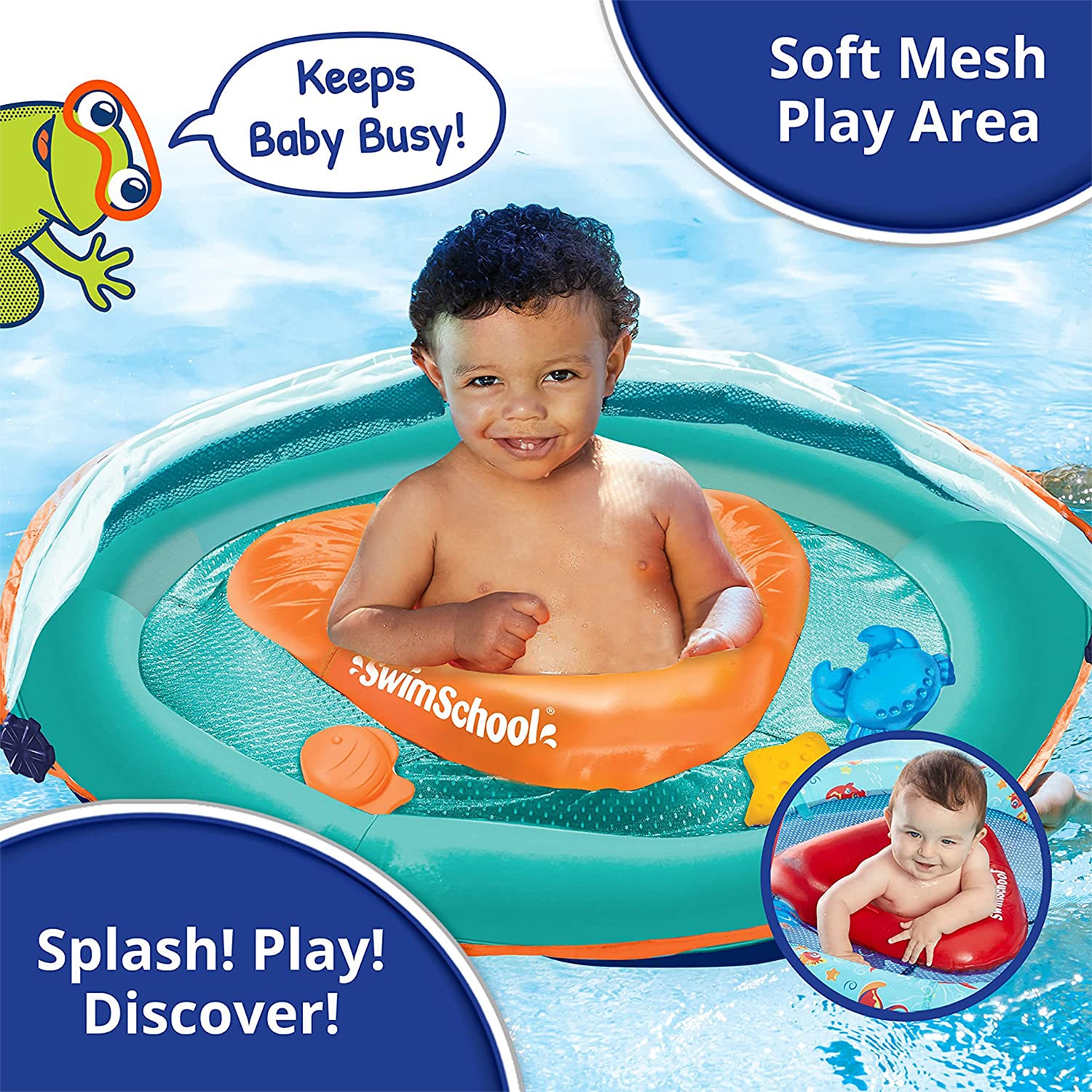 SwimSchool SwimSchool Baby Boat Float With Safety Seat And Sun Shade ...