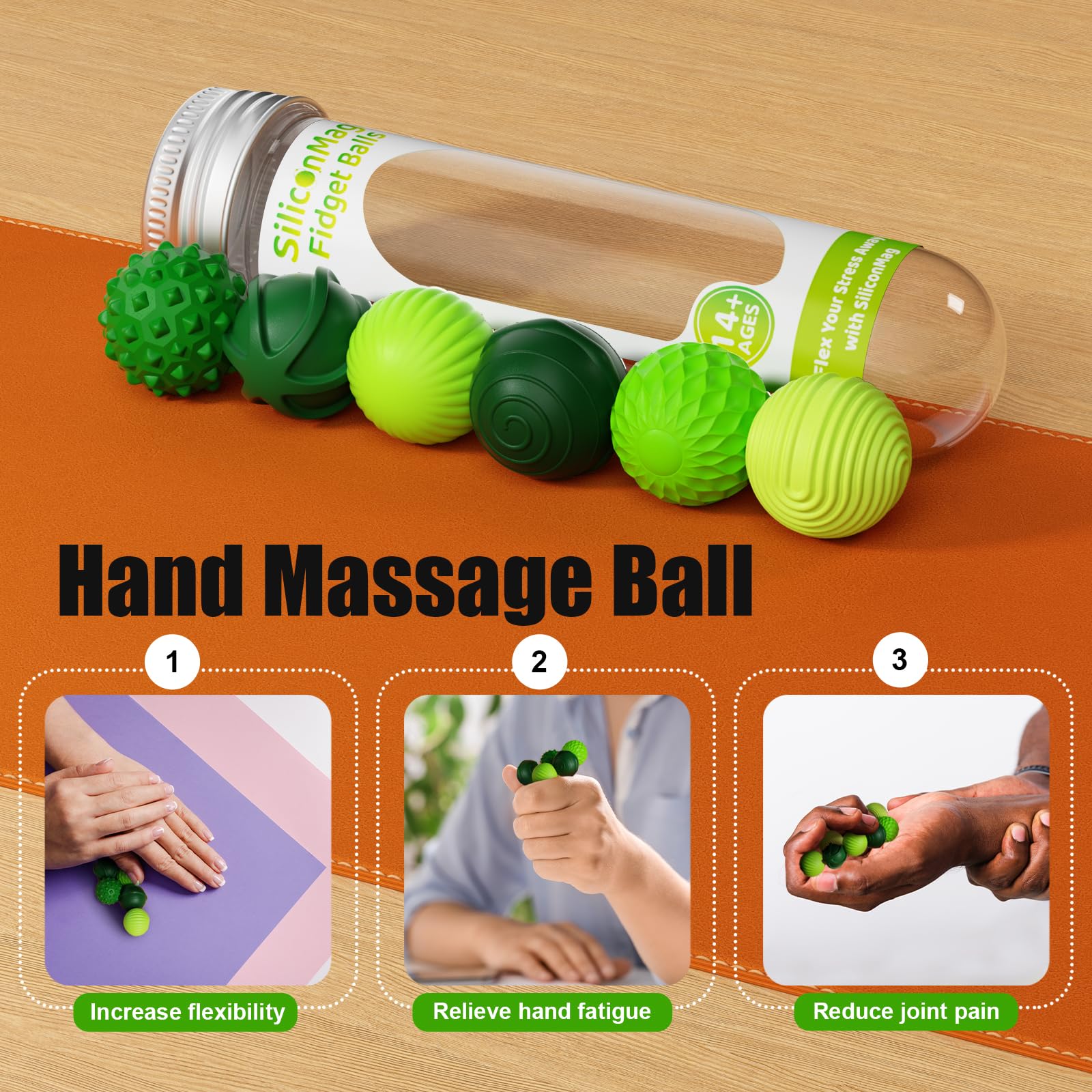 Set 8 Palle Magnetiche Antistress In Silicone – 8 Texture Differenti, Silenziose E Portatili, Per Adulti E Bambini, Con Sacchetto In Velluto