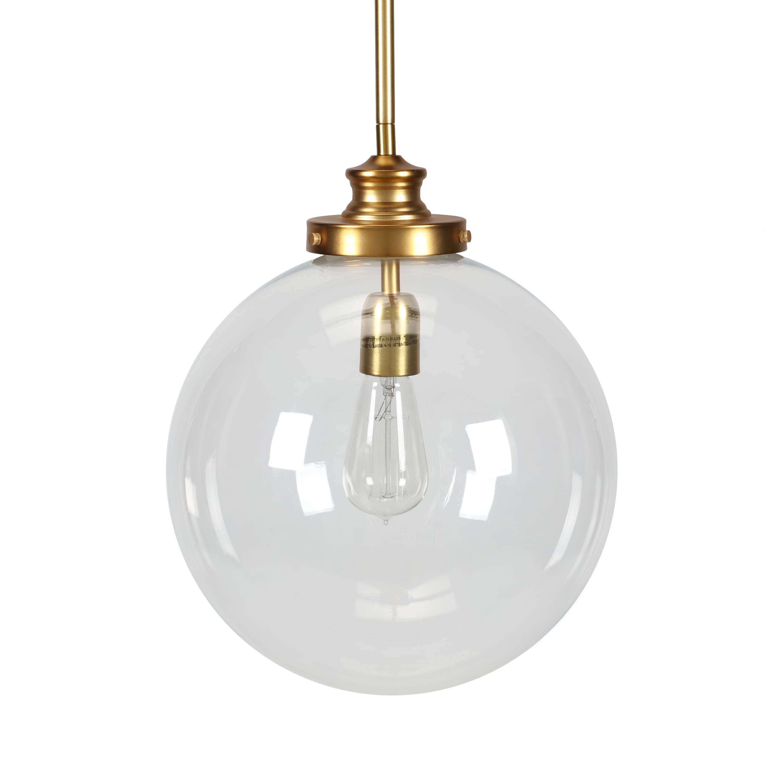 Lighting Penn Natural Brass Traditional Clear Glass Pendant Light in the Lighting department at Lowes.com