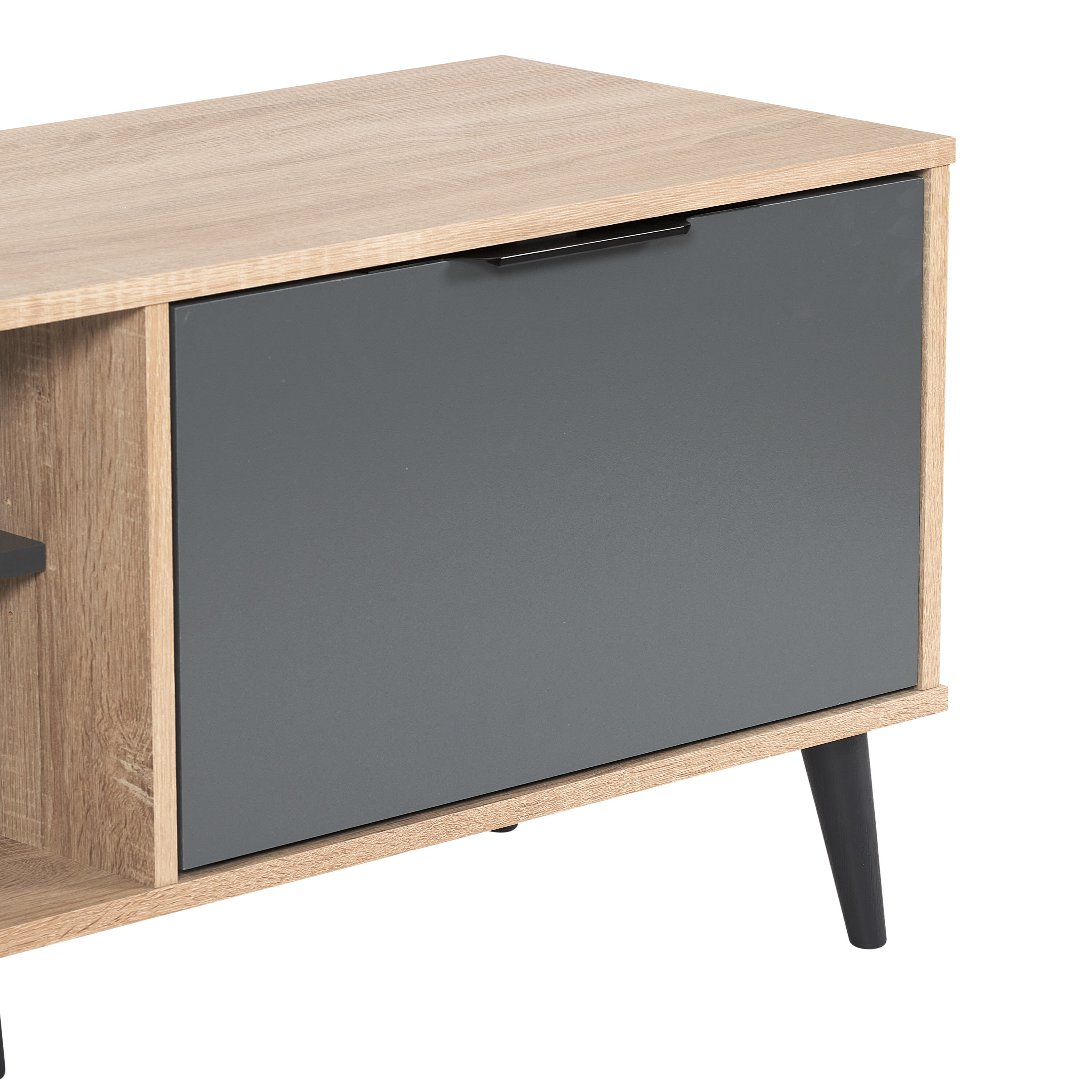 CorLiving Cole Light Woodgrain And Gray TV Stand With Open And Closed ...