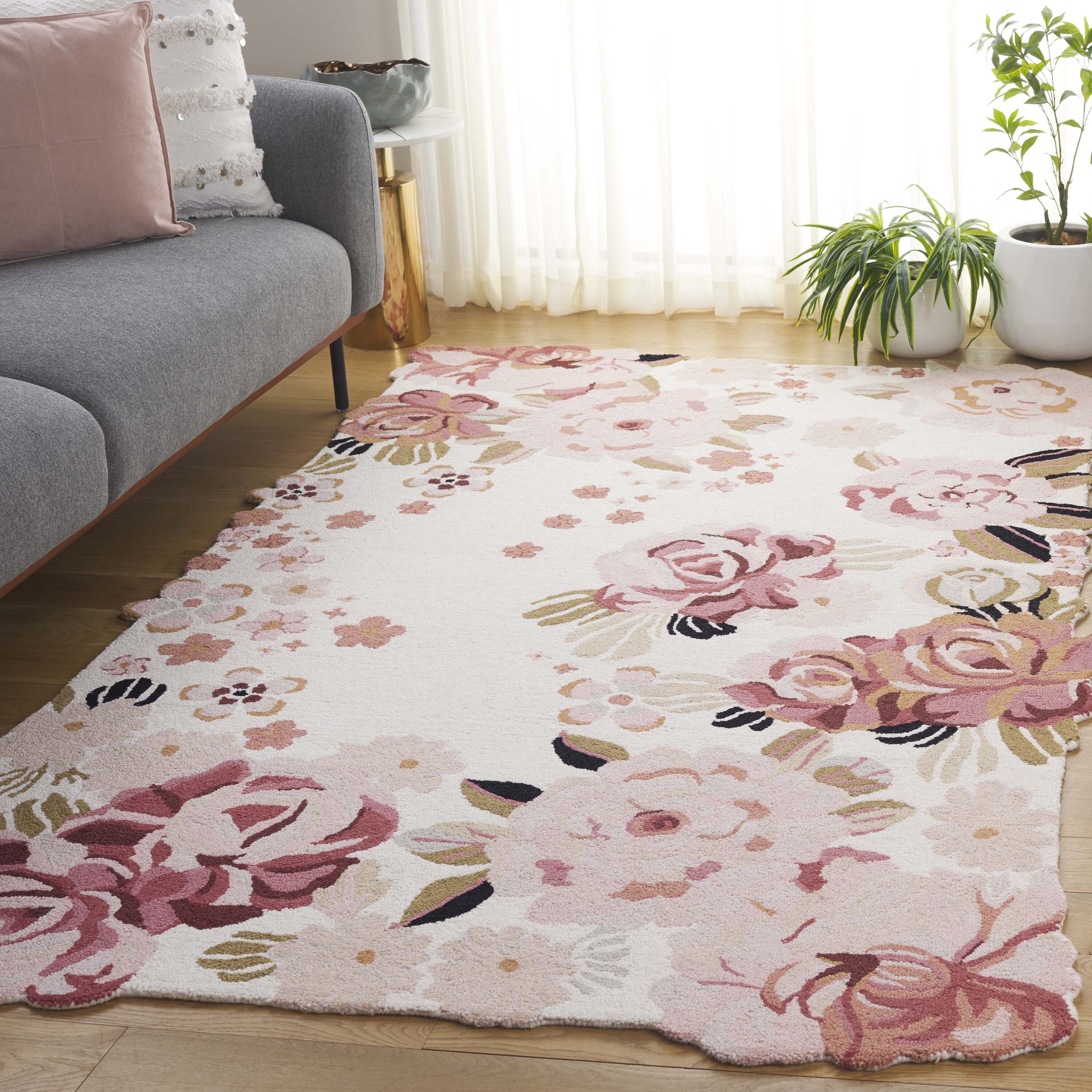 Safavieh Jardin 737 Ivory/Pink Country Floral 5Ft x 8Ft Medium