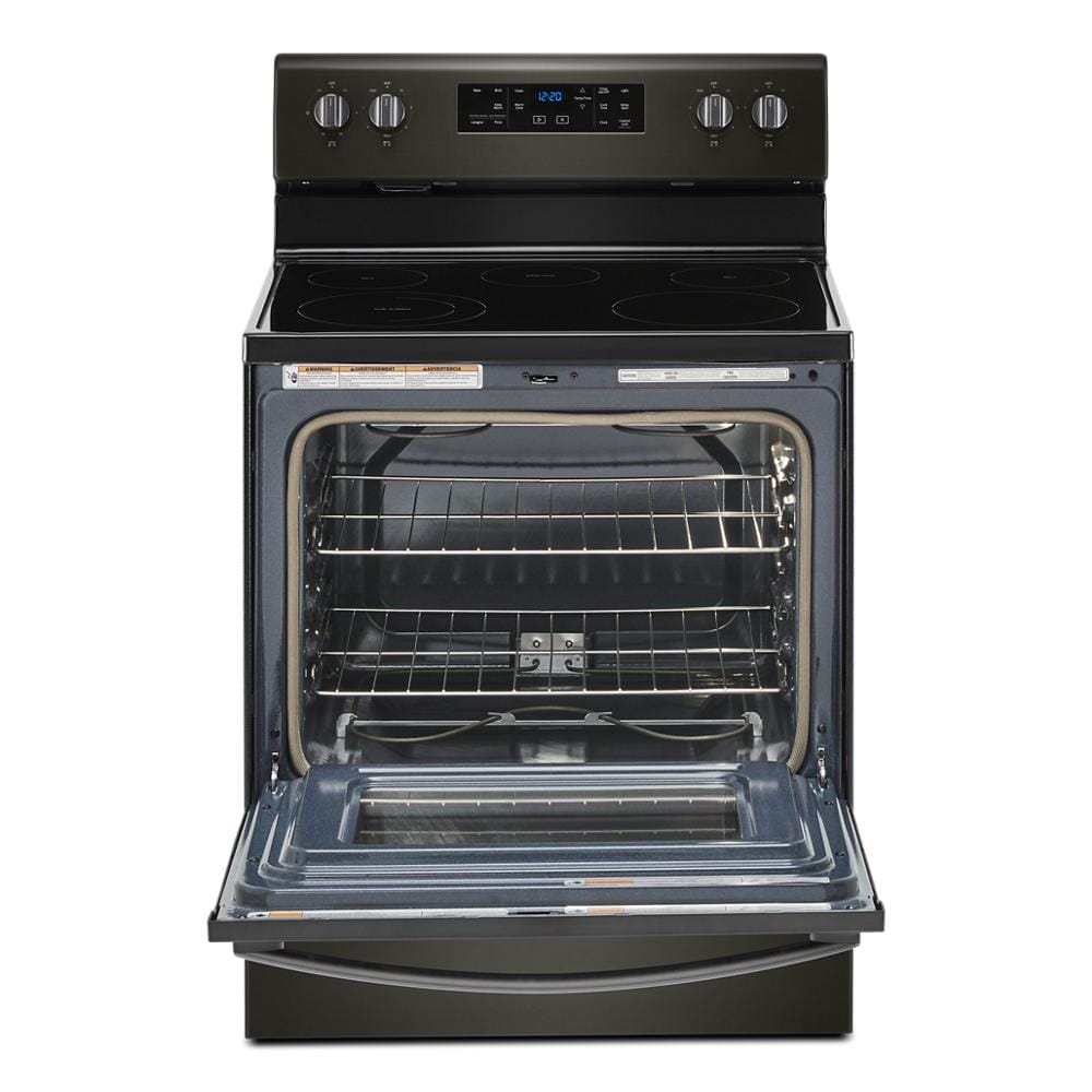 Whirlpool 30in Glass Top 5 Burners 5.3cu ft Steam Cleaning Freestanding Electric Range