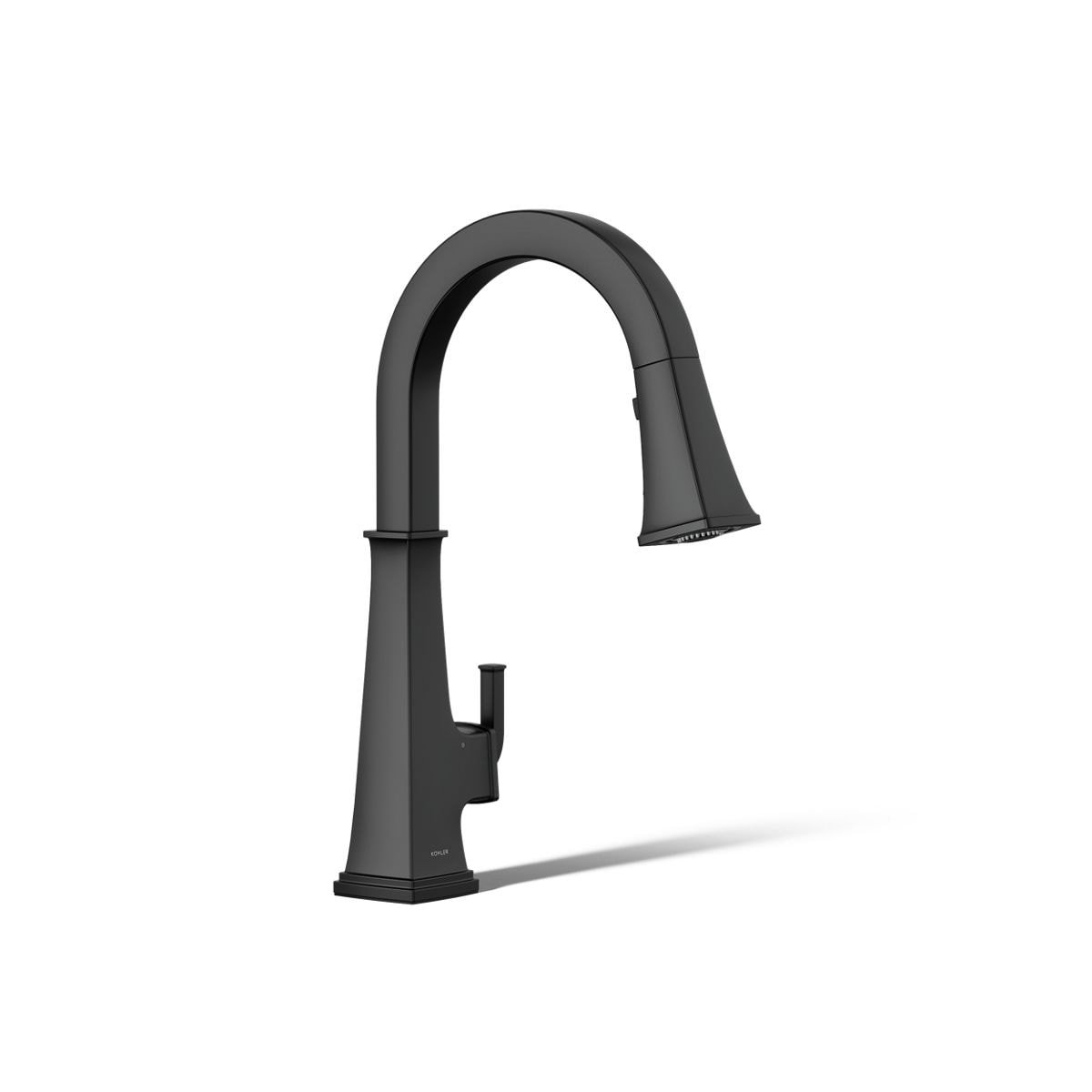 KOHLER K-23832-BL Riff Matte Black Single Handle Deck-mount Touchless Pull-down Kitchen Faucet with Sprayer