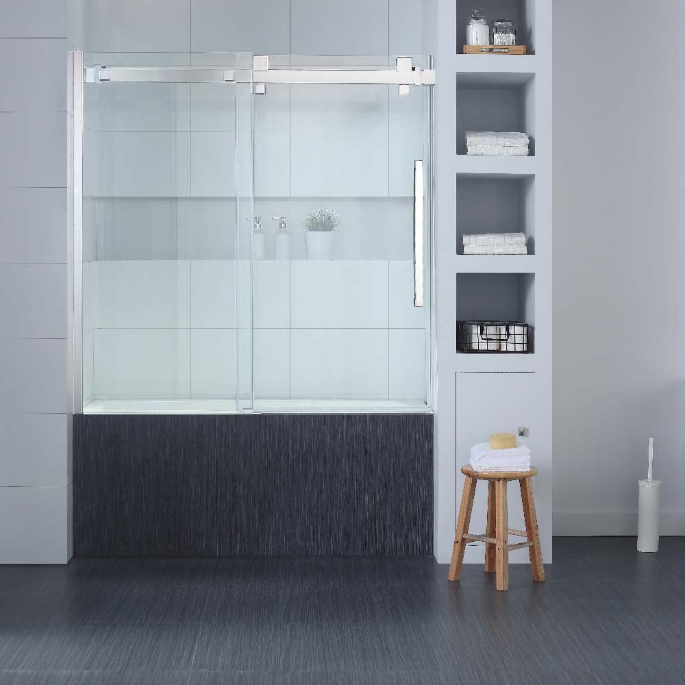 OVE Decors GLENDALE-CHTD Glendale Polished chrome 58-in to 60-in W x 59-in H Frameless Sliding Bathtub door
