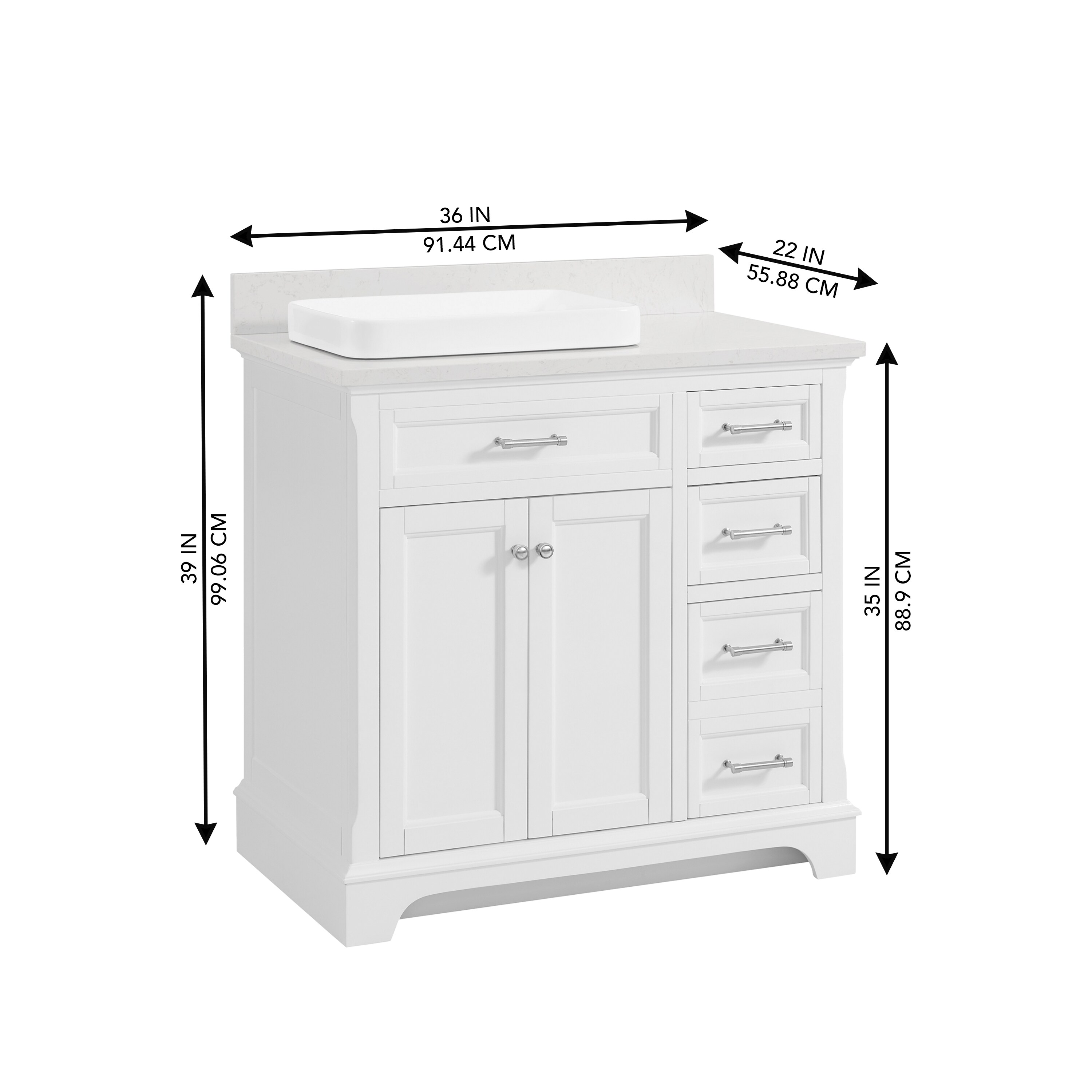 allen + roth Roveland 36-in White Semi-recessed Single Sink Bathroom ...