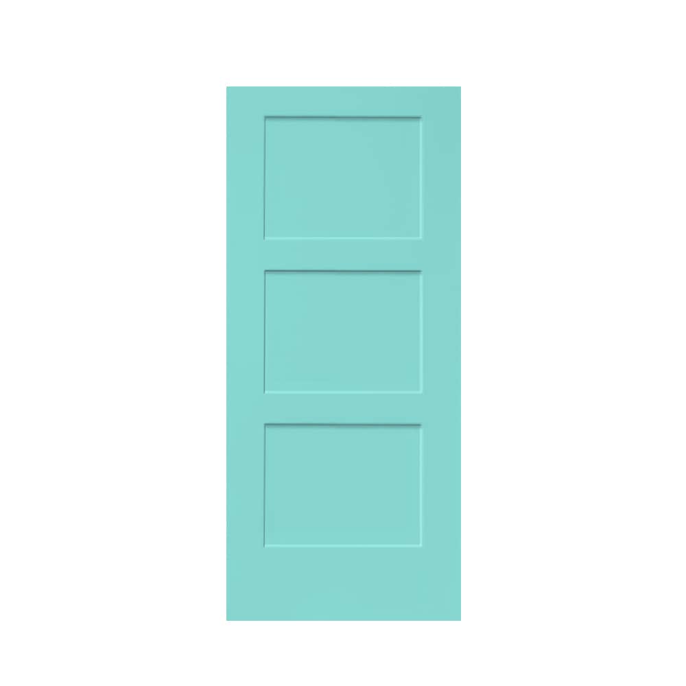 CALHOME PK-3PANEL-LS-30RW 30-in x 80-in Mint Green Stained MDF Hollow core Single Barn Door (Hardware Not Included)