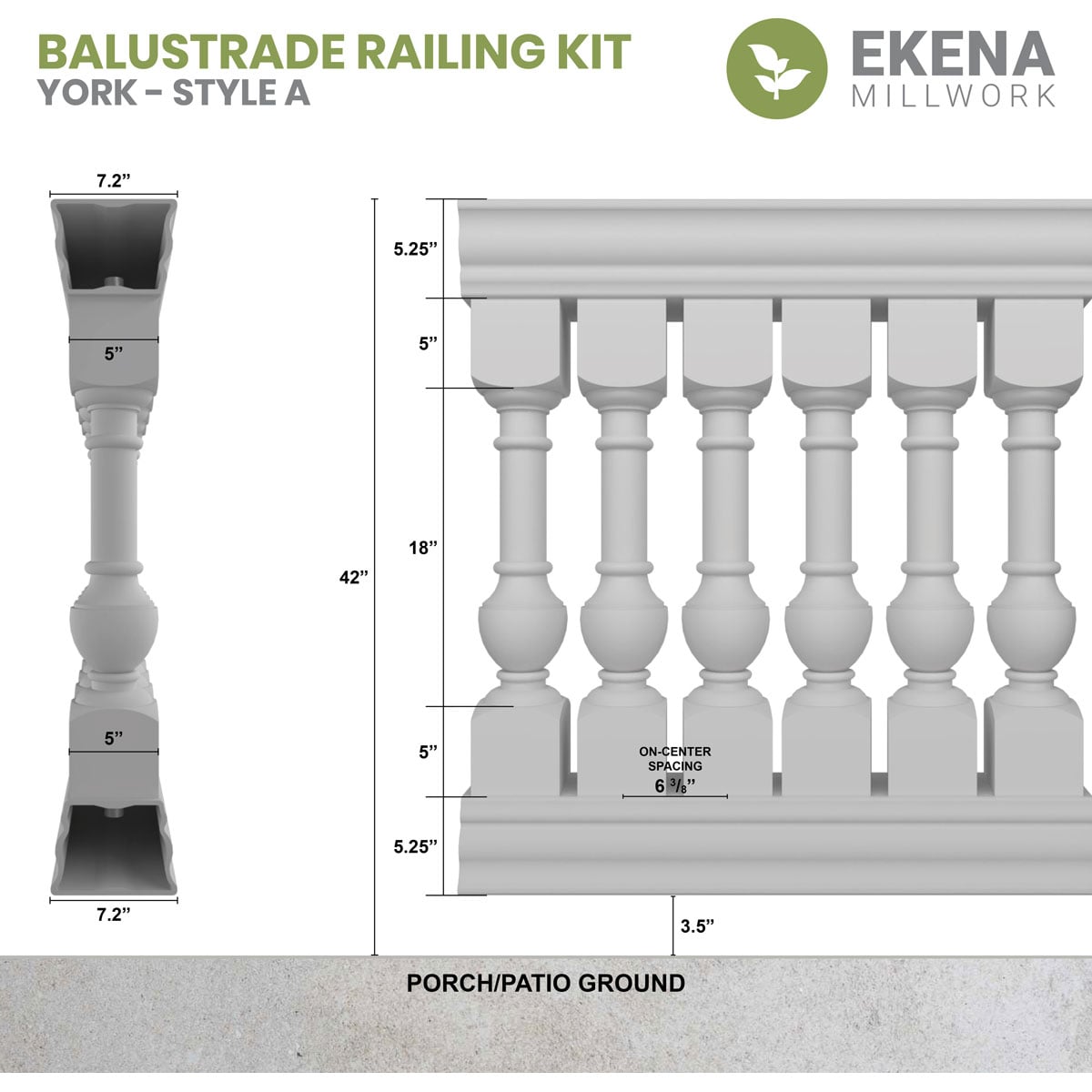Ekena Millwork BALK42X144YOA railings - View #2