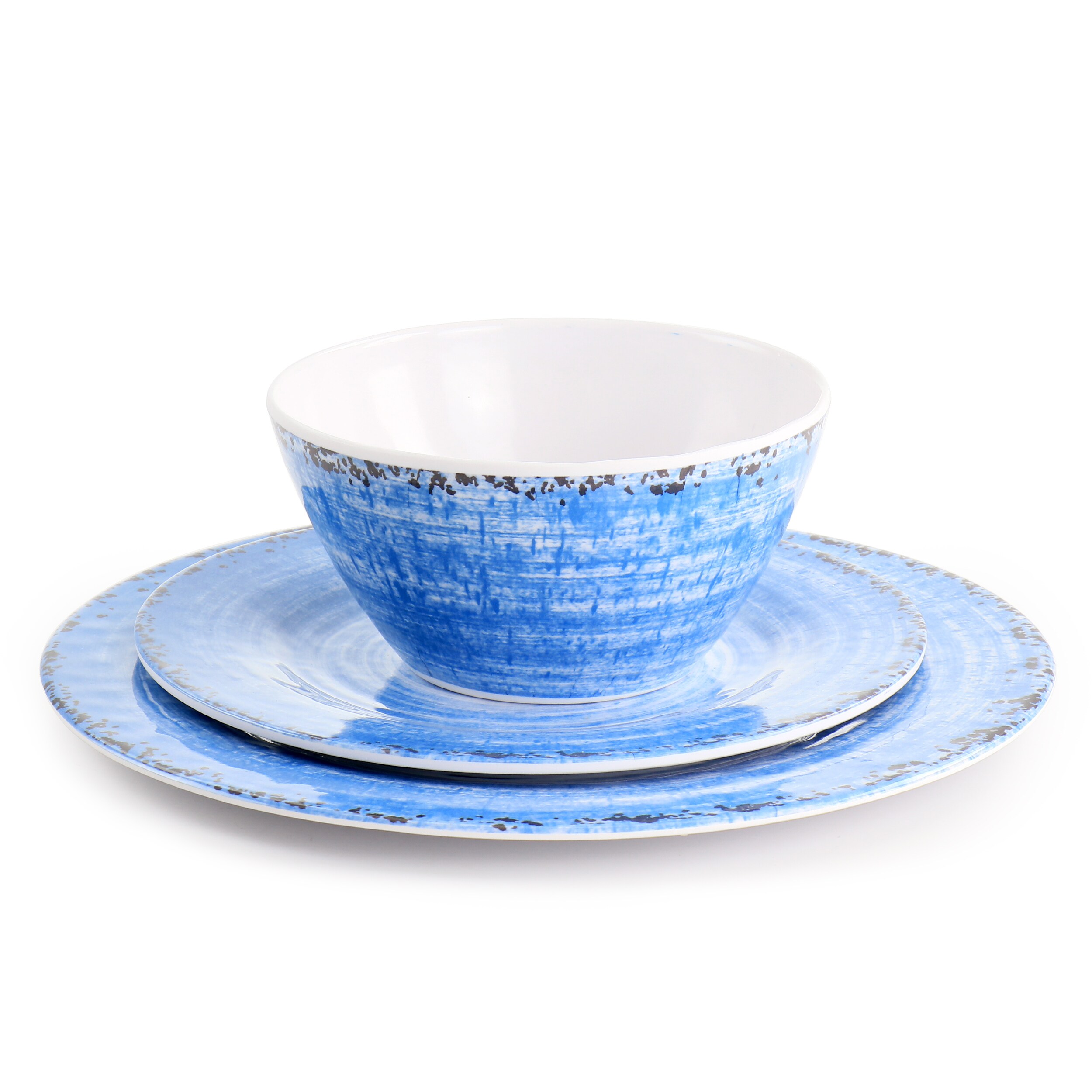 Elama 12 Piece Blue Melamine Dinnerware In The Dinnerware Department At