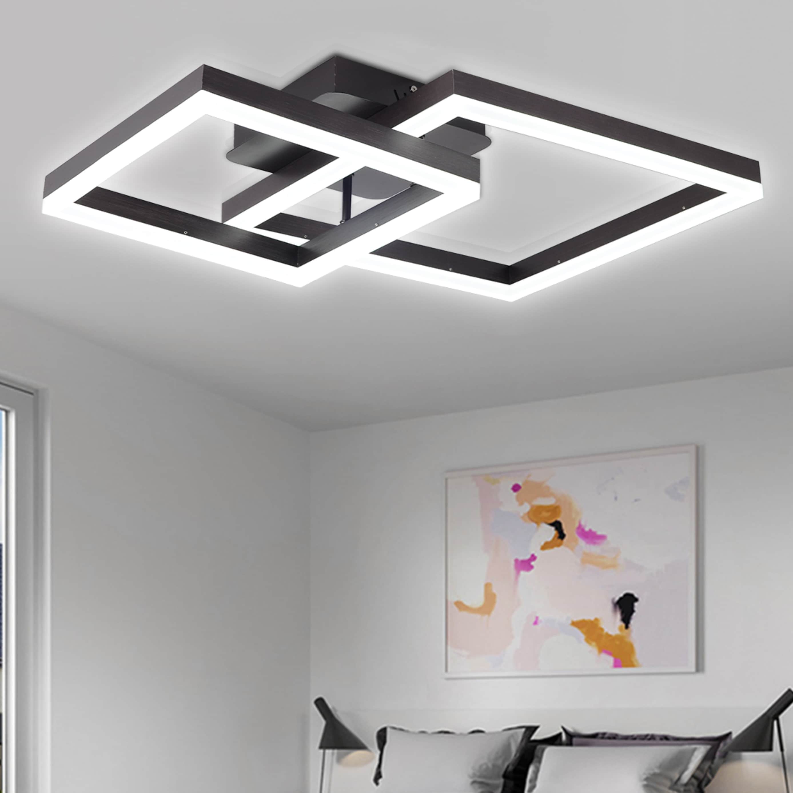Oukaning HG-HCXLST-4214-US 23.6-in 1 -Light 23.6-in Brushed Brown Integrated LED Semi Flush Mount Light