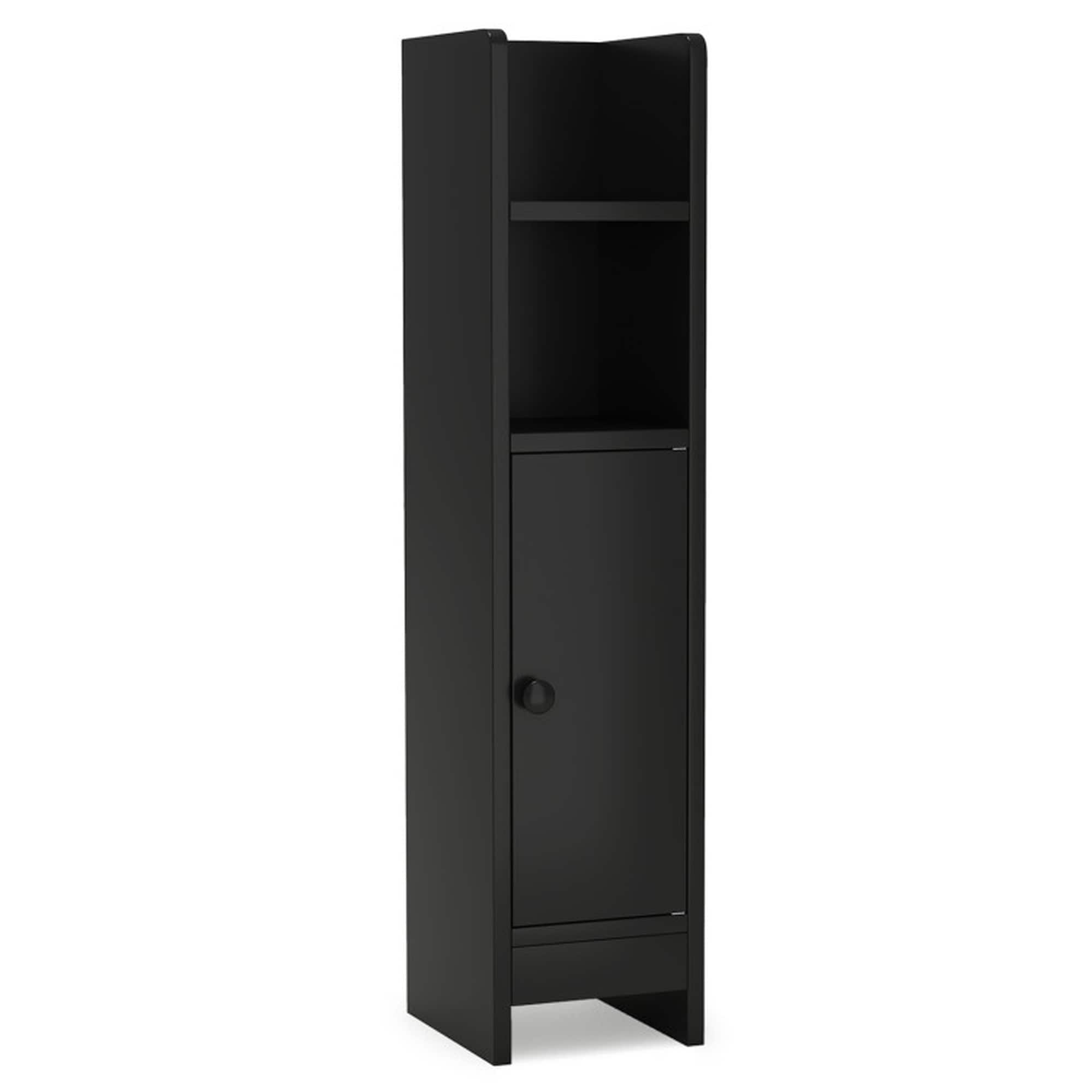 Boyel Living Bathroom Slim Cabinet Corner with Door and Adjustable Shelf - Black