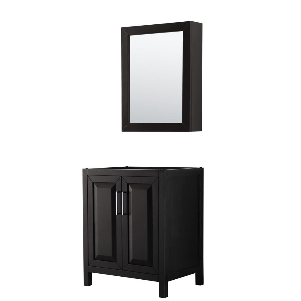 Wyndham Collection WCV252530SDECXSXXMED Daria 30-in Dark Espresso with Polished Chrome Trim Bathroom Vanity Base Cabinet without Top (Mirror Included) (Medicine Cabinet Included)