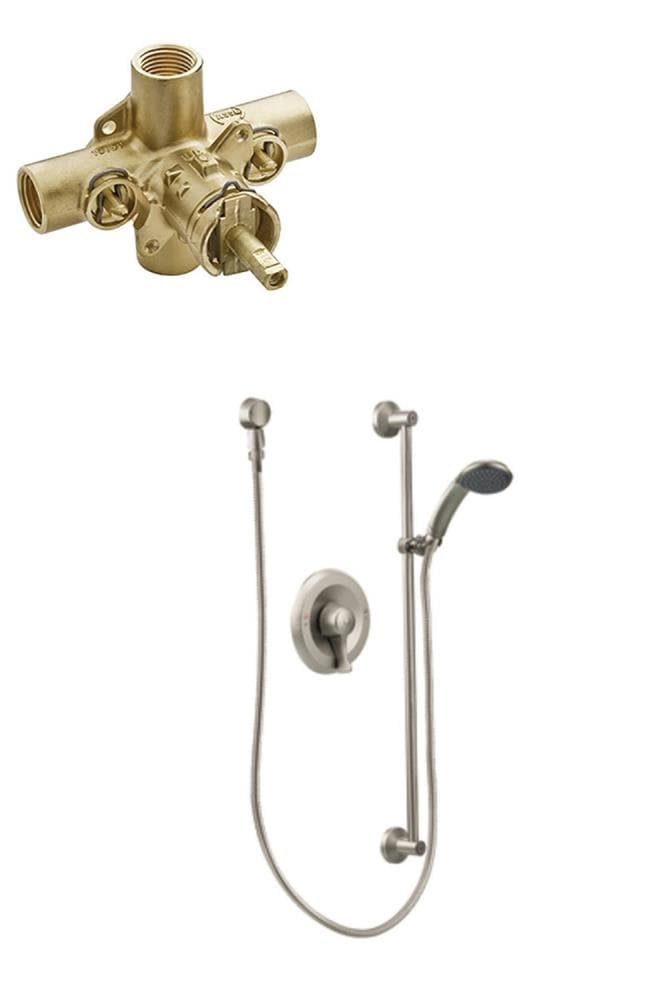Commercial Brushed Nickel 2-handle Single Function Shower Faucet Valve Included | - Moen T8346EP15CBN-8372HDL