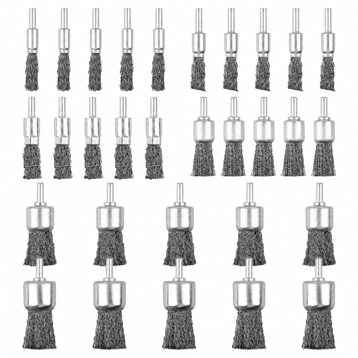 Etokfoks  1 2 in Wire End Brush Set for Drill 30 Pack Crimped Carbon Steel Hex Shank for Rust Paint Removal Polishing