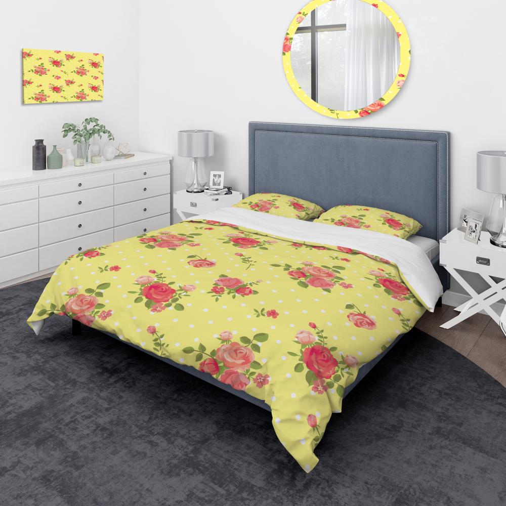Designart BED18767-T 3 -Piece Yellow and Gold Twin Duvet cover Set