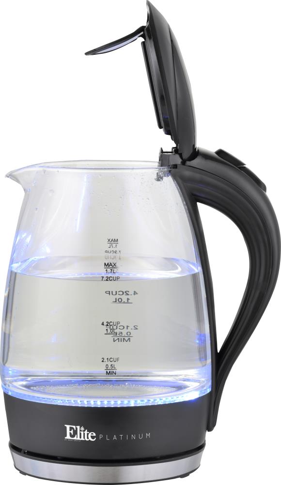 Elite Platinum 1.7L Cordless Electric Glass Kettle Stainless Steel