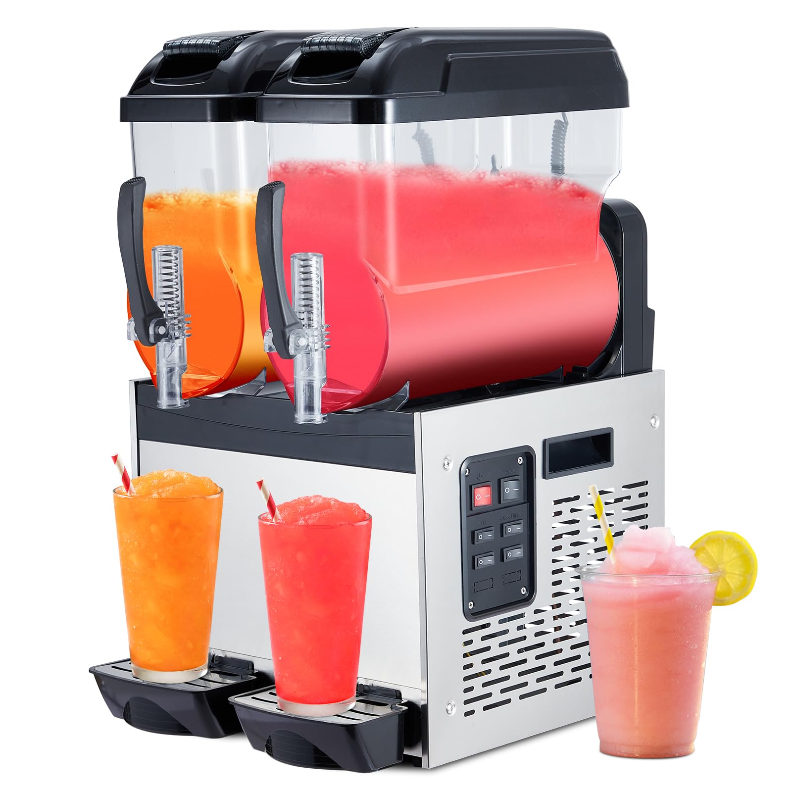 Garvee - Commercial Slushie Machine 12Lx2 Frozen Margarita Machine Smoothie 700W Stainless Steel ...