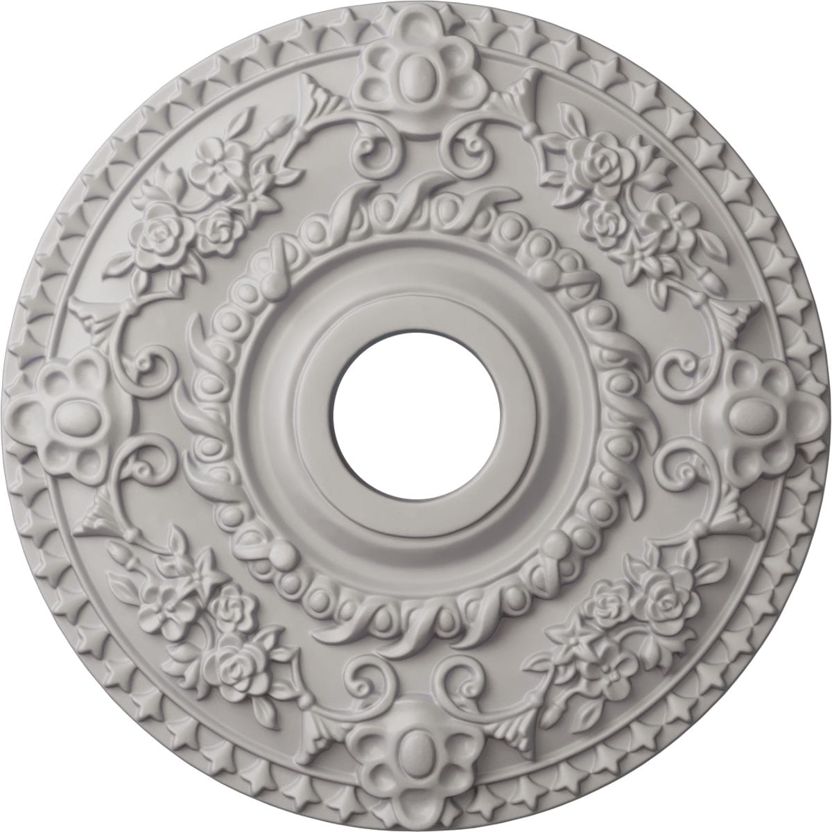 Ekena Millwork CM18ROUWF Rose 18-Inches W x 18-Inches L Painted Ultra Pure White Polyurethane Whole Ceiling Medallion
