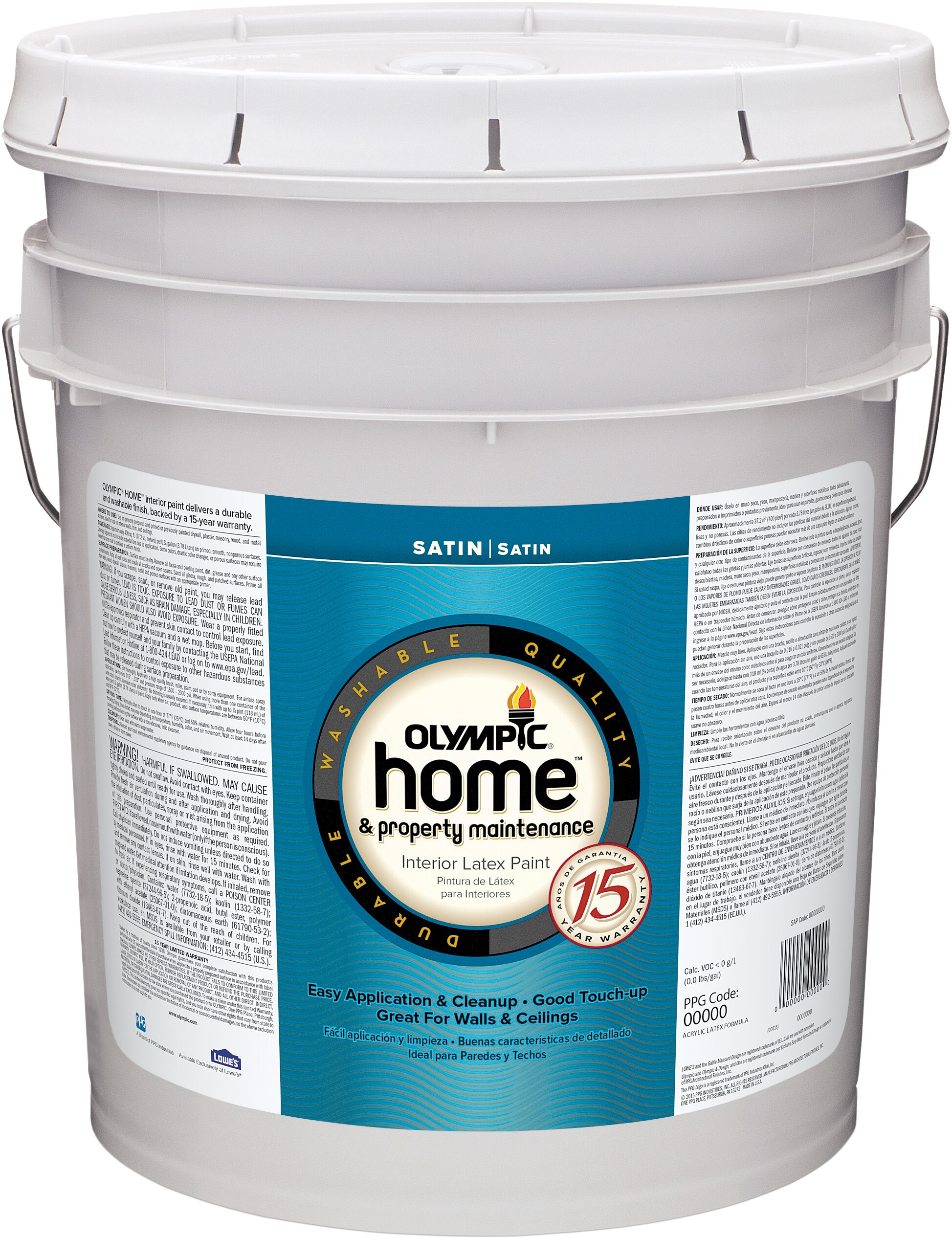 Olympic Home Satin White Tintable Latex Interior Paint (5-Gallon) at ...