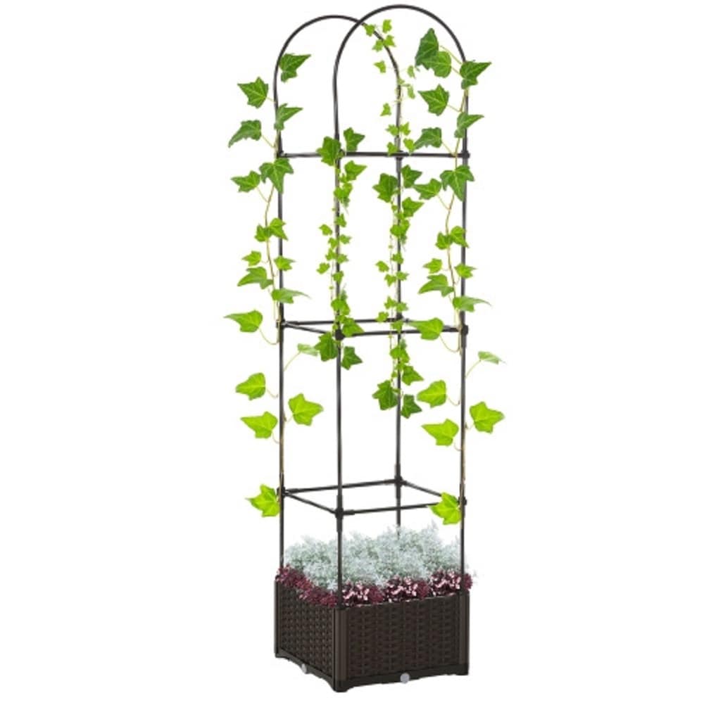 ZAKLOOP WU2225P174411 15.75-in W x 15.75-in L x 69.75-in H Brown Metal Raised Garden Bed