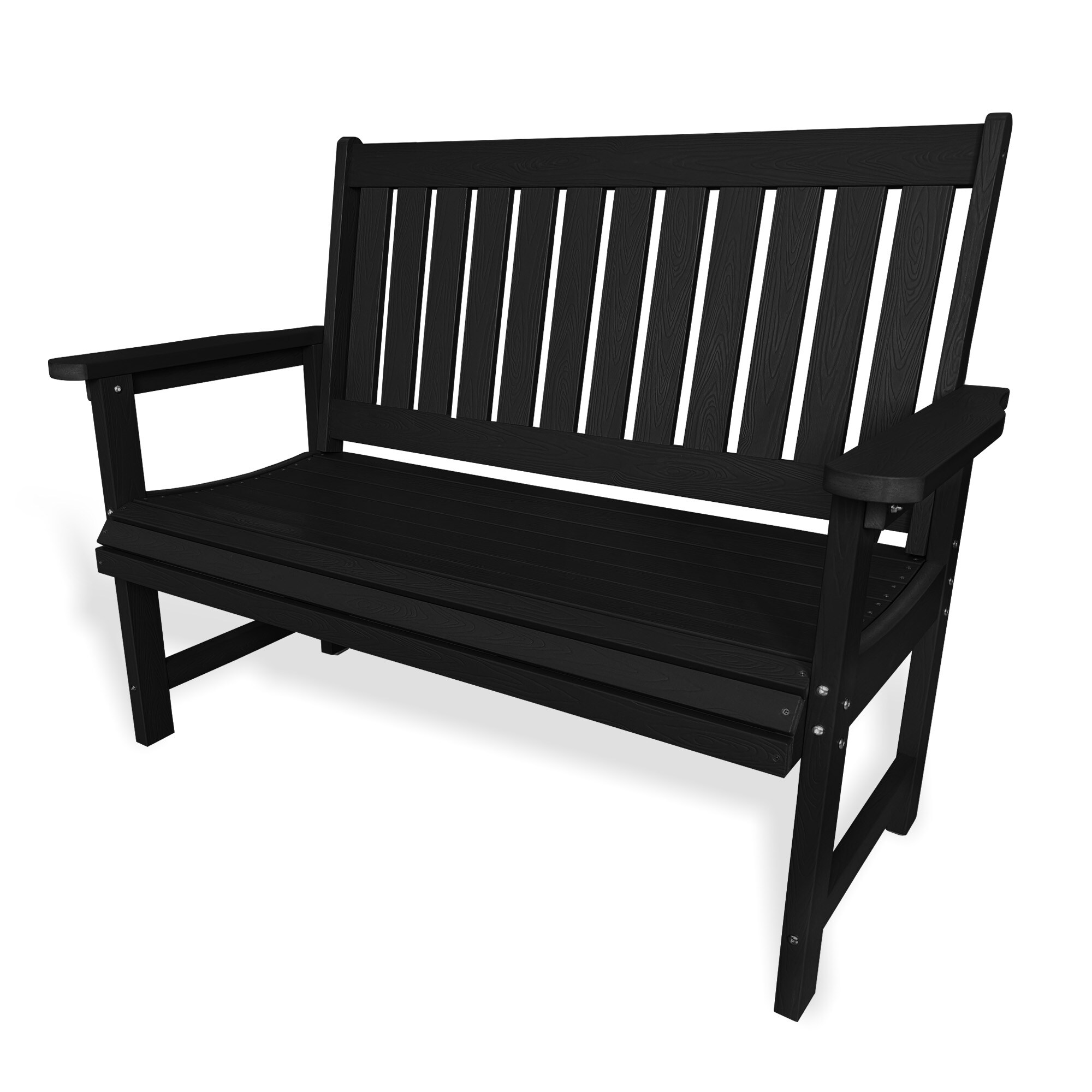 Fortune Candy 2-Seat Black HIPS All-Weather Bench Poly Lumber Outdoor Bench