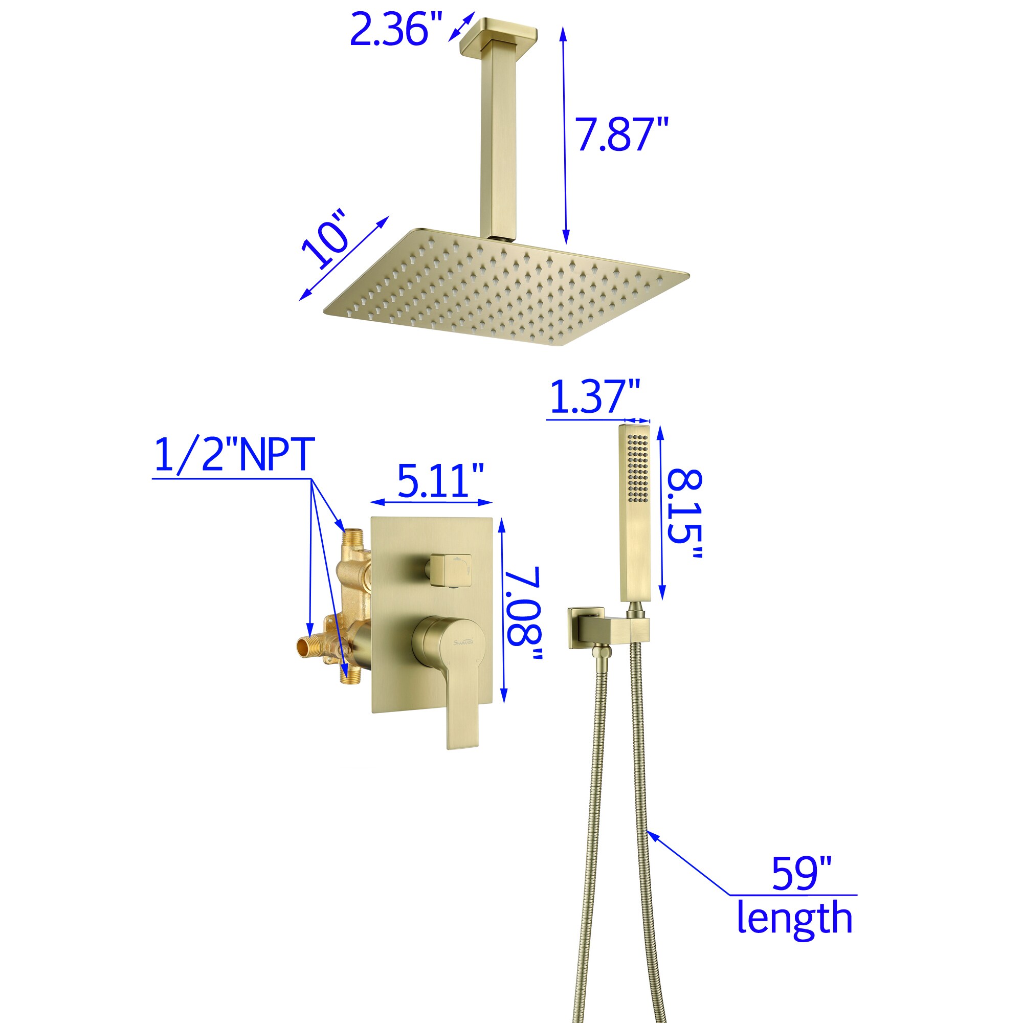 CASAINC MCS681-10BG Showerhead-Bar-Panels - View #8