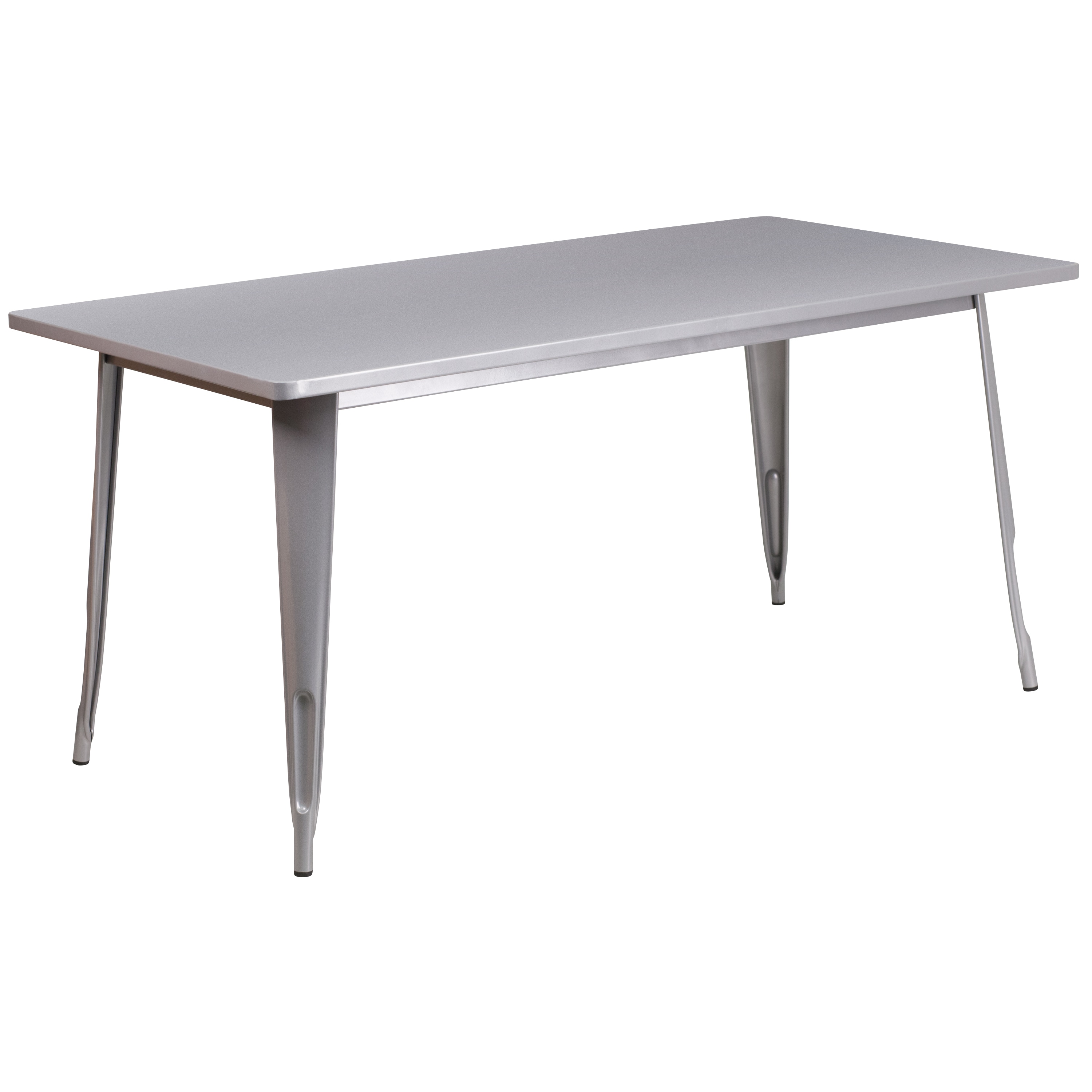 Flash Furniture 889142026112 Silver Contemporary/Modern Dining Table, Metal with Gray Metal 63-Inches L x 29.5-Inches H
