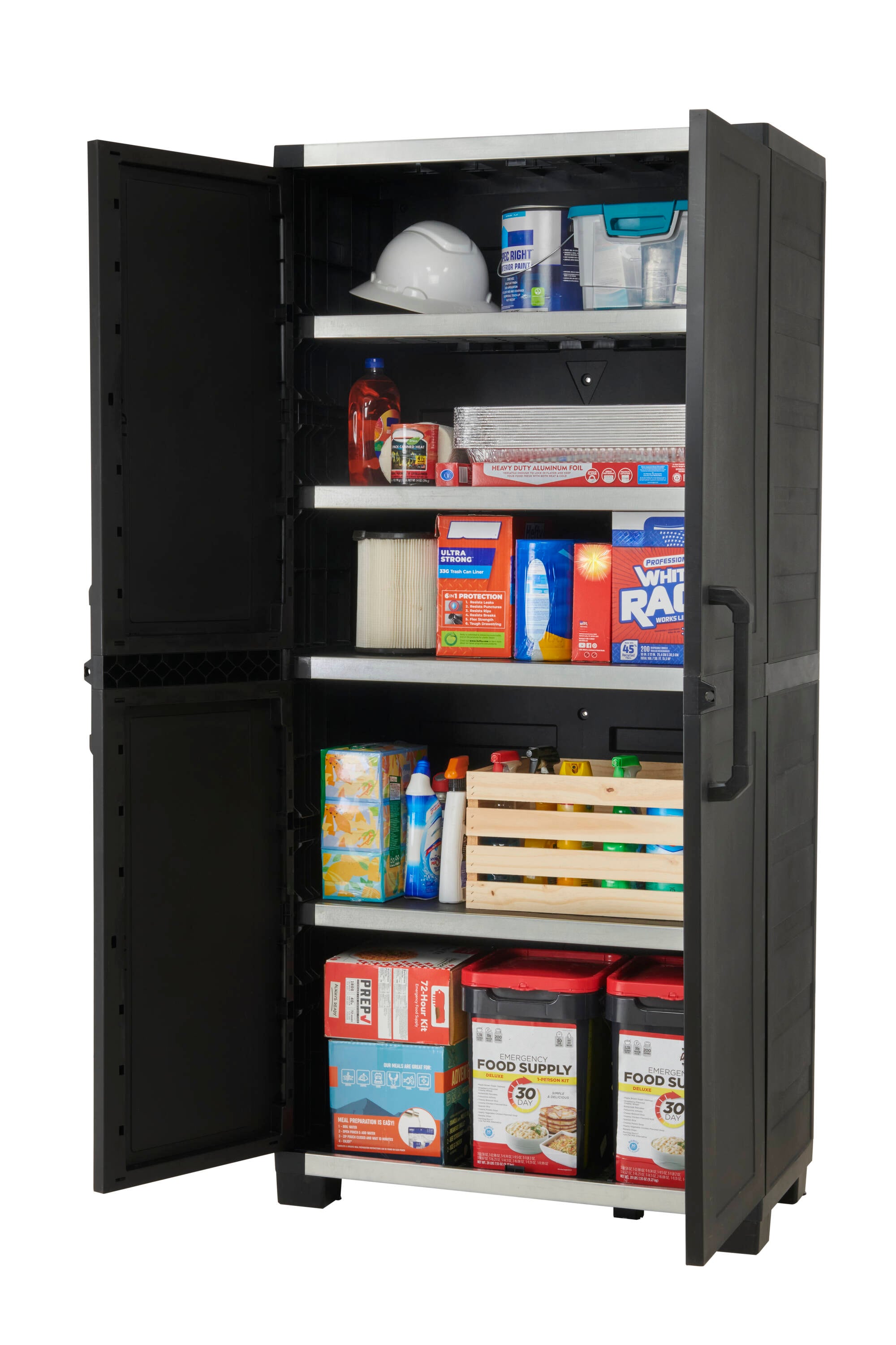 Keter Premium One 35-in W x 74-in H x 18.5-in D Freestanding Plastic Garage Cabinet in Black.(NO TEST)