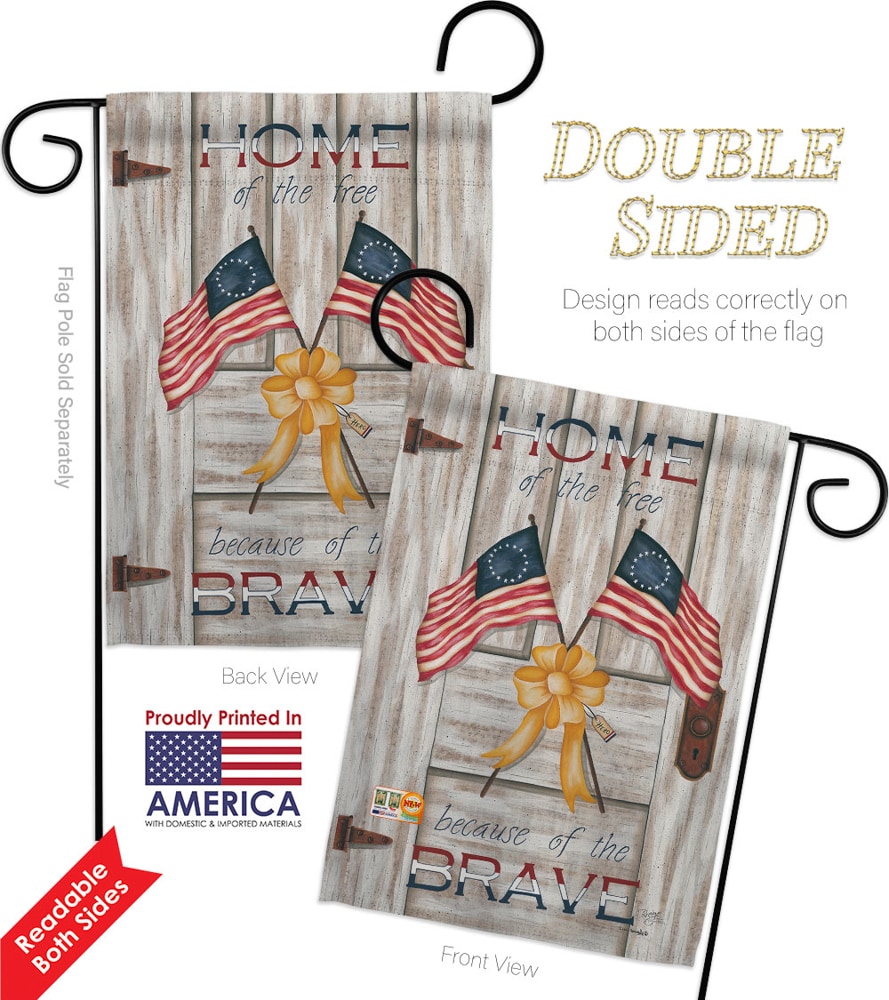 Breeze Decor G161055-BO Home of the Free Americana Patriotic Impressions Decorative Vertical 13" x 18.5" Double Sided Garden Flag