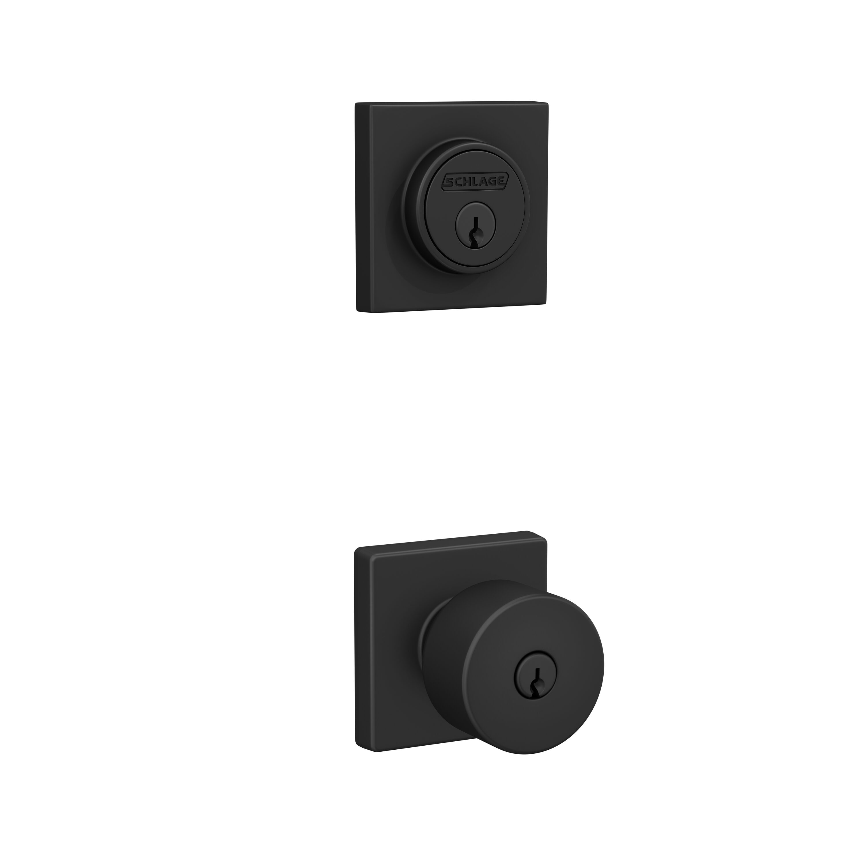 Home Front by Schlage Ryson-Evans Matte Black Exterior Single-cylinder  deadbolt Combined Door Knob (2-Pack) at