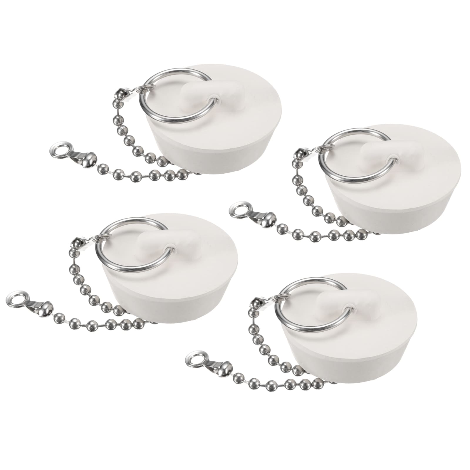 Unique Bargains - 4pcs Rubber Drain Stopper with Chain and Hanging Ring Bathtub Drain Plug Fits 1...