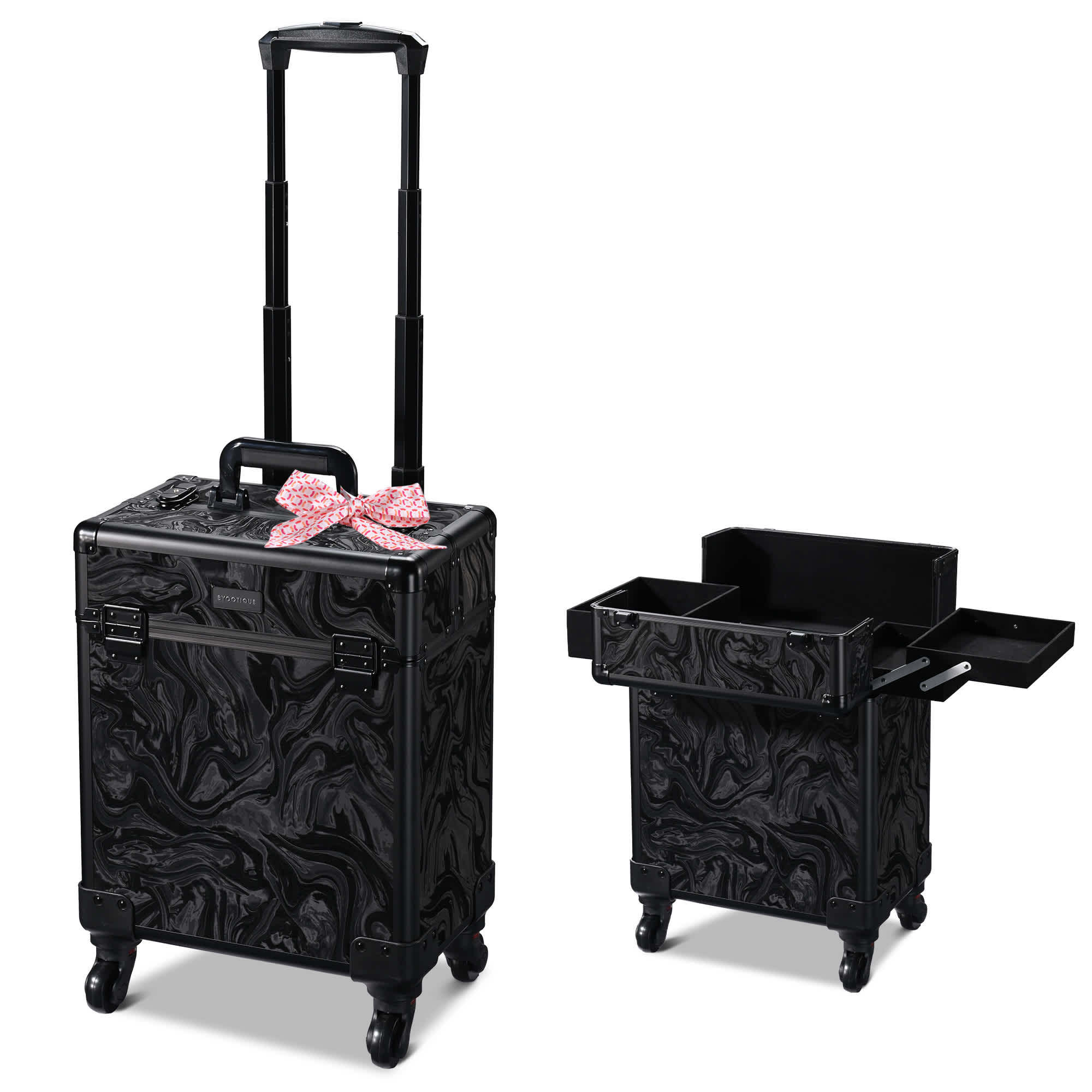 Yescom 12MKC028-SM-CTB06-LO Byootique Rolling Makeup Train Case Cosmetic Trolley Organizer Salon CB Shadows