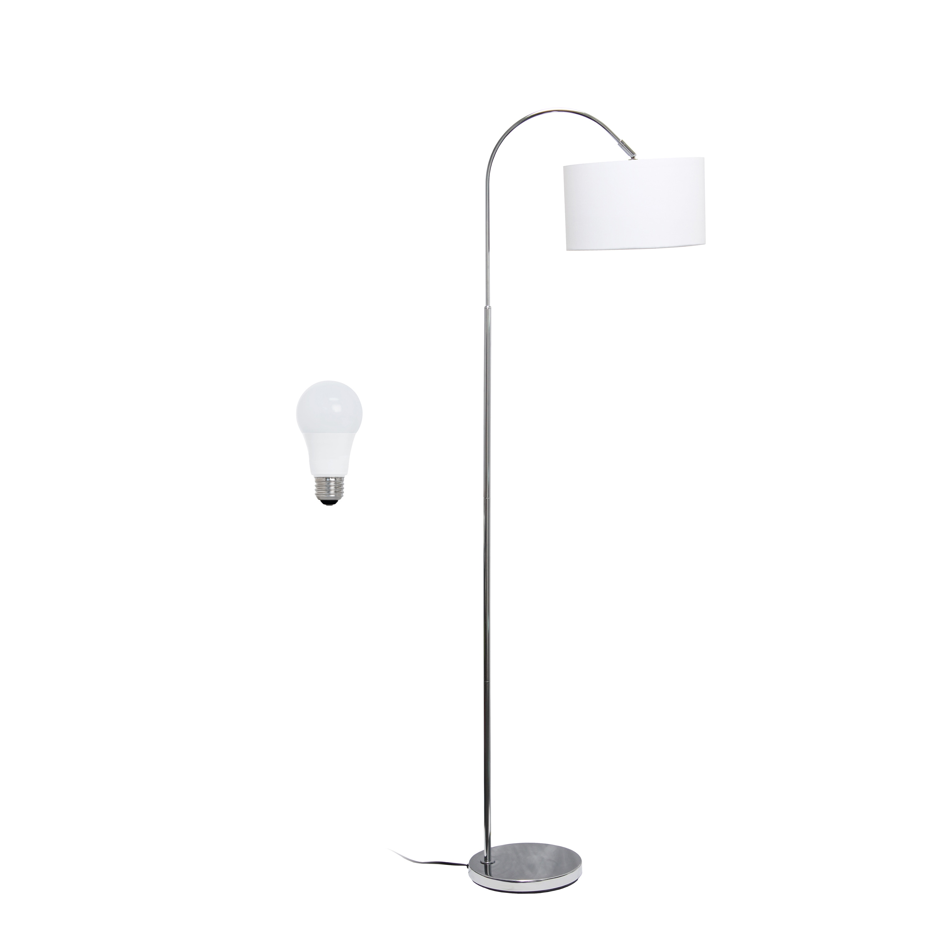Creekwood Home CWF-3006-WH-LB Vista 66-in Brushed Nickel/White Standard Floor Lamp with Fabric Shade