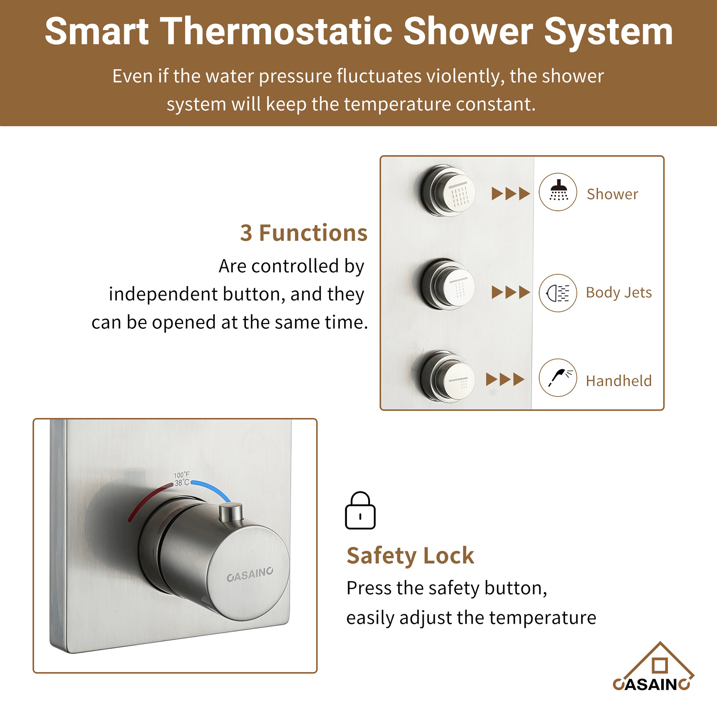 CASAINC CA-102009BV-3 Showerhead-Bar-Panels - View #7