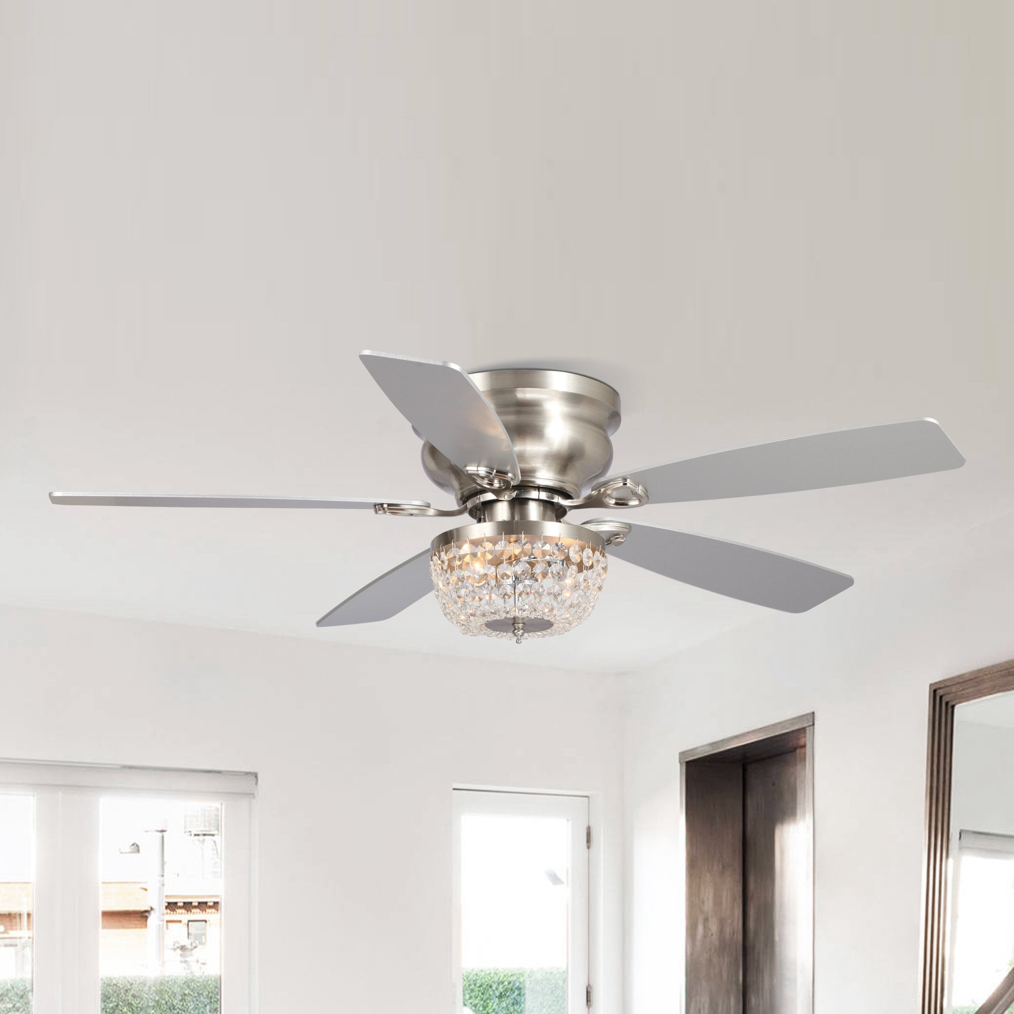 Matrix Decor 48-in Satin Nickel with Sliver Blades Indoor Flush Mount ...