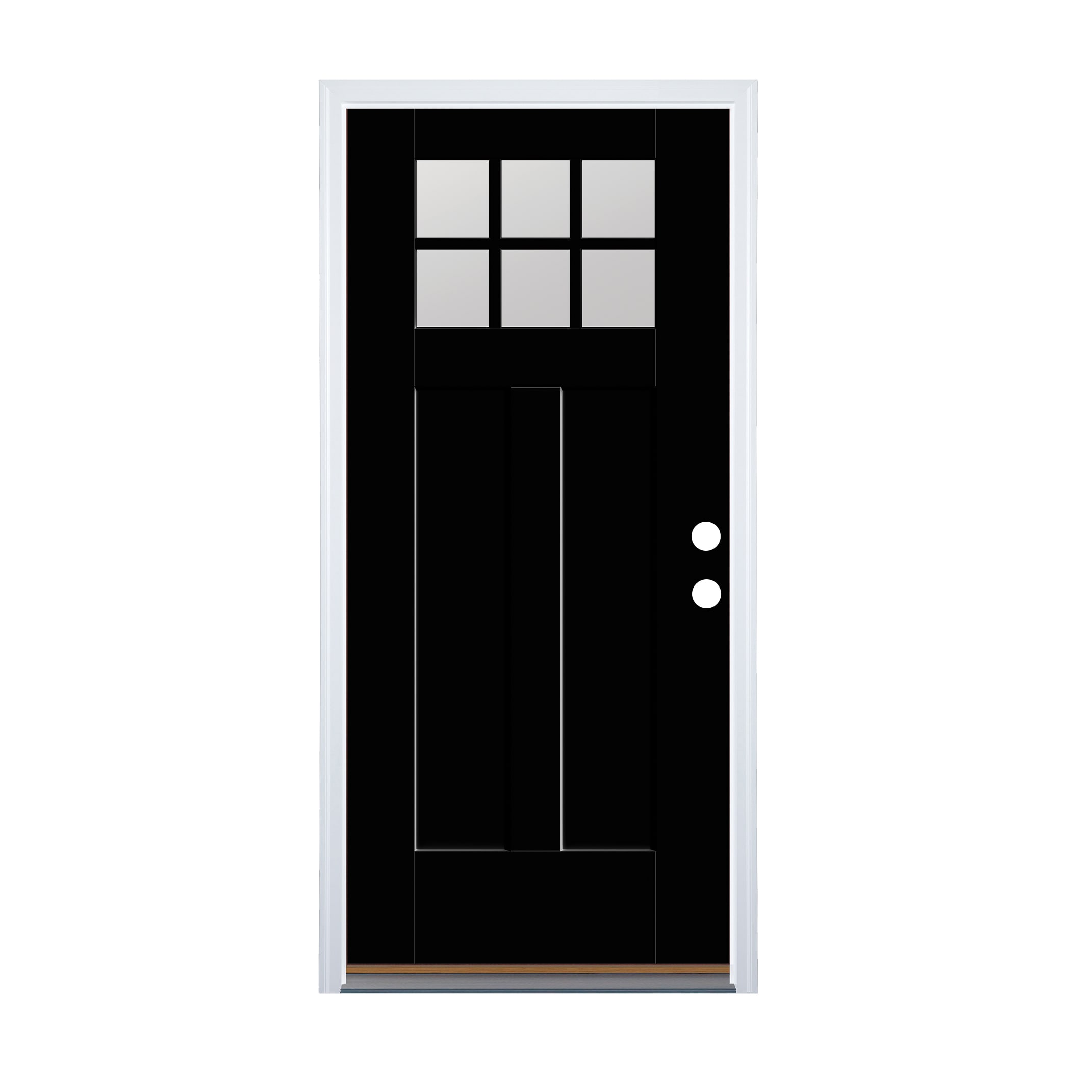 Therma-Tru TT648755 Entry Door 36-in x 80-in x 4-9/16-in Fiberglass Craftsman Left-hand inswing Black Painted Prehung Front Door with Brickmould Insulating core