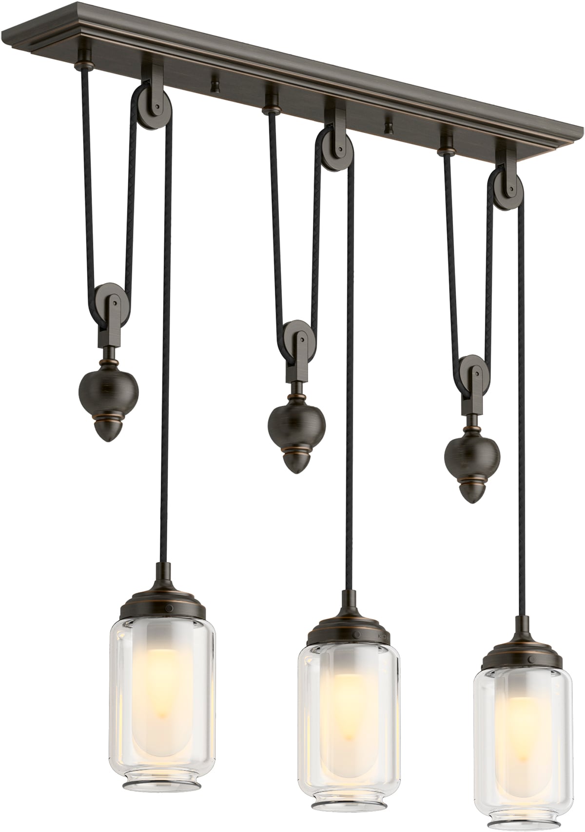 KOHLER 22659-CH03-BZL Artifacts 3 -Light Oil-rubbed Bronze Traditional For Use in Living Rooms Chandelier