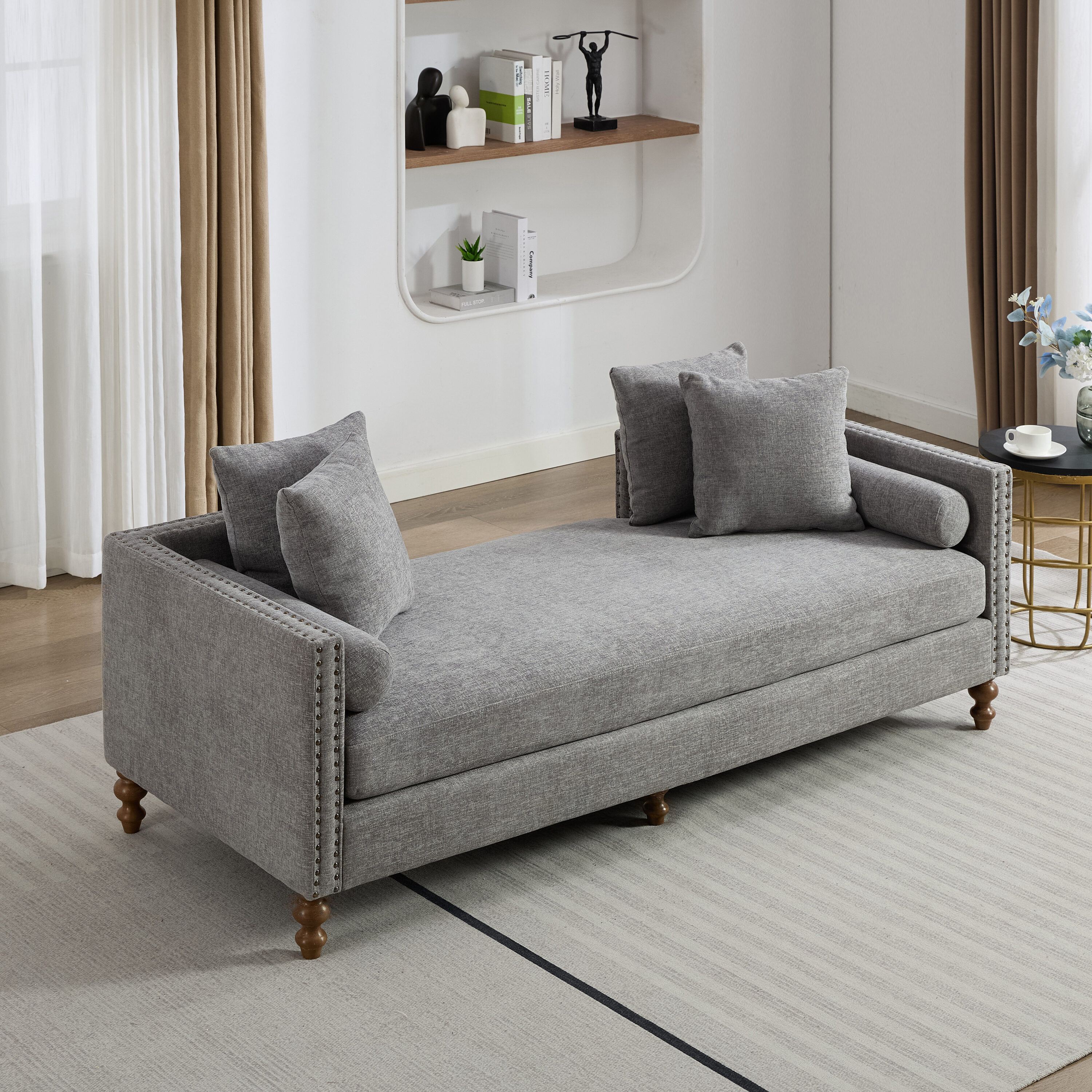 Hrinhom HC-W6106-GRAY 75.2-Inches Modern GRAY Chenille 2 -seater Sofa