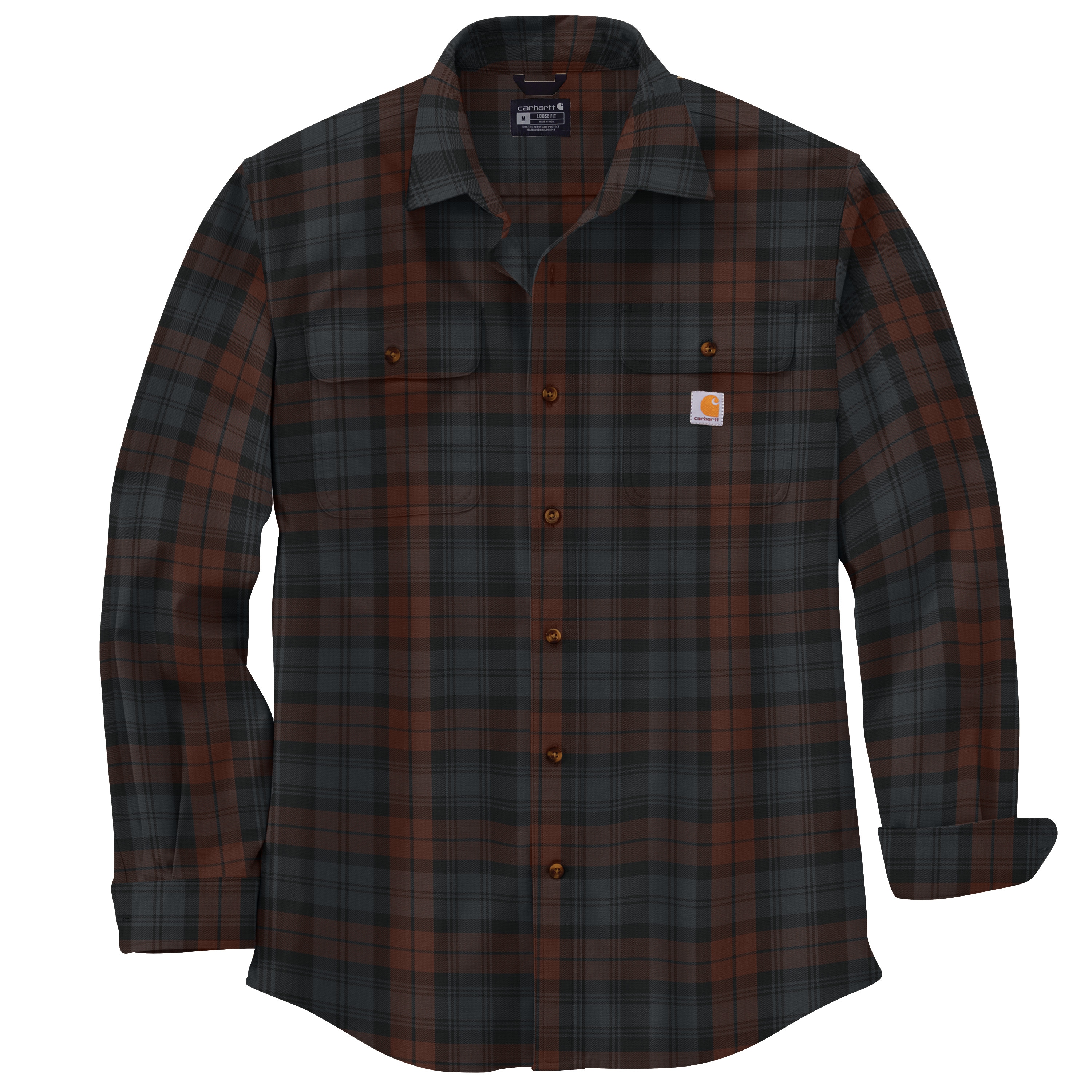 Carhartt Men's Brown Flannel Long sleeve Button-down shirt ( Large )